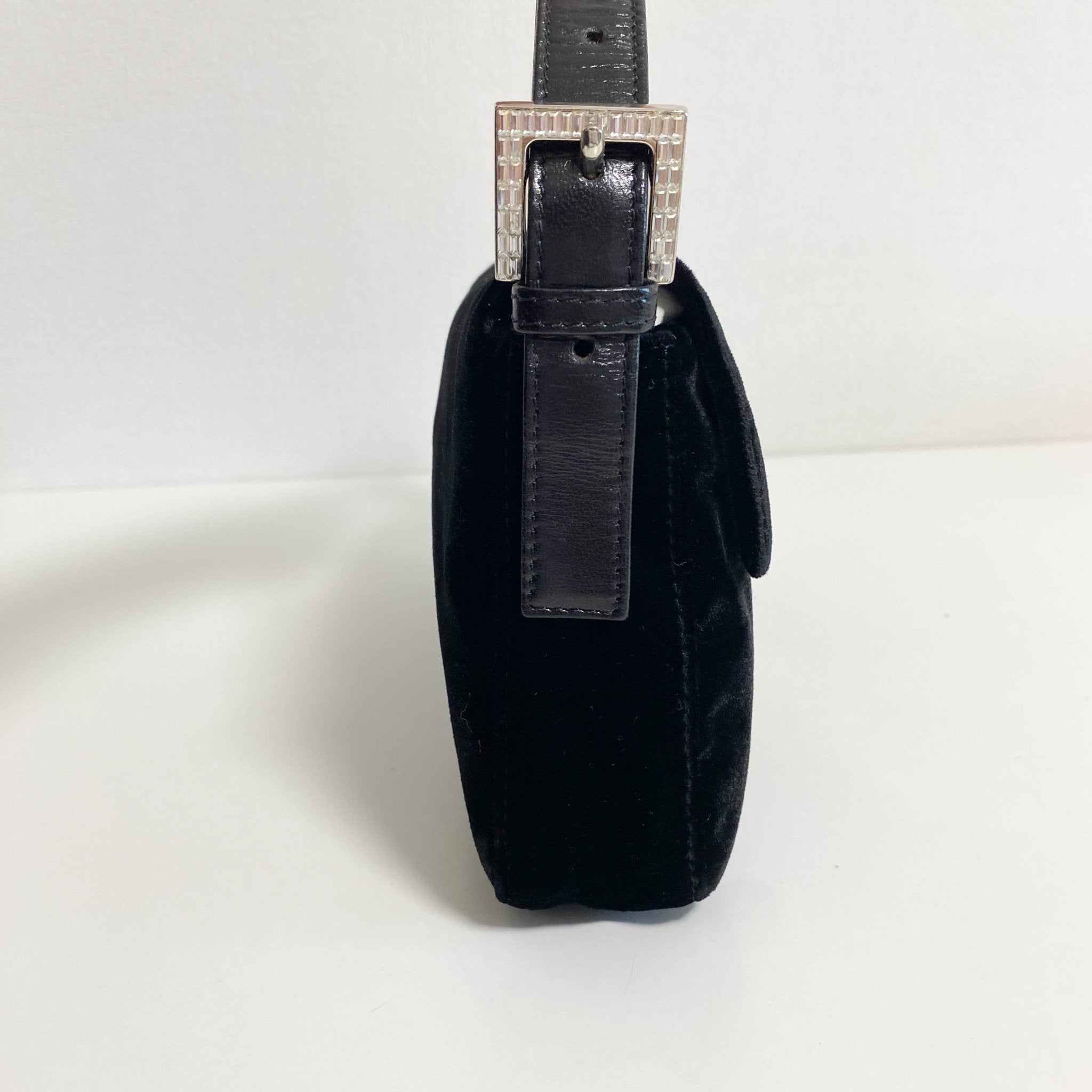 FENDI Baguette Black Velvet Rhinestone Hardware Shoulder Bag, in , Sold by HIVE PRELOVED - Shoulder Bags, ,