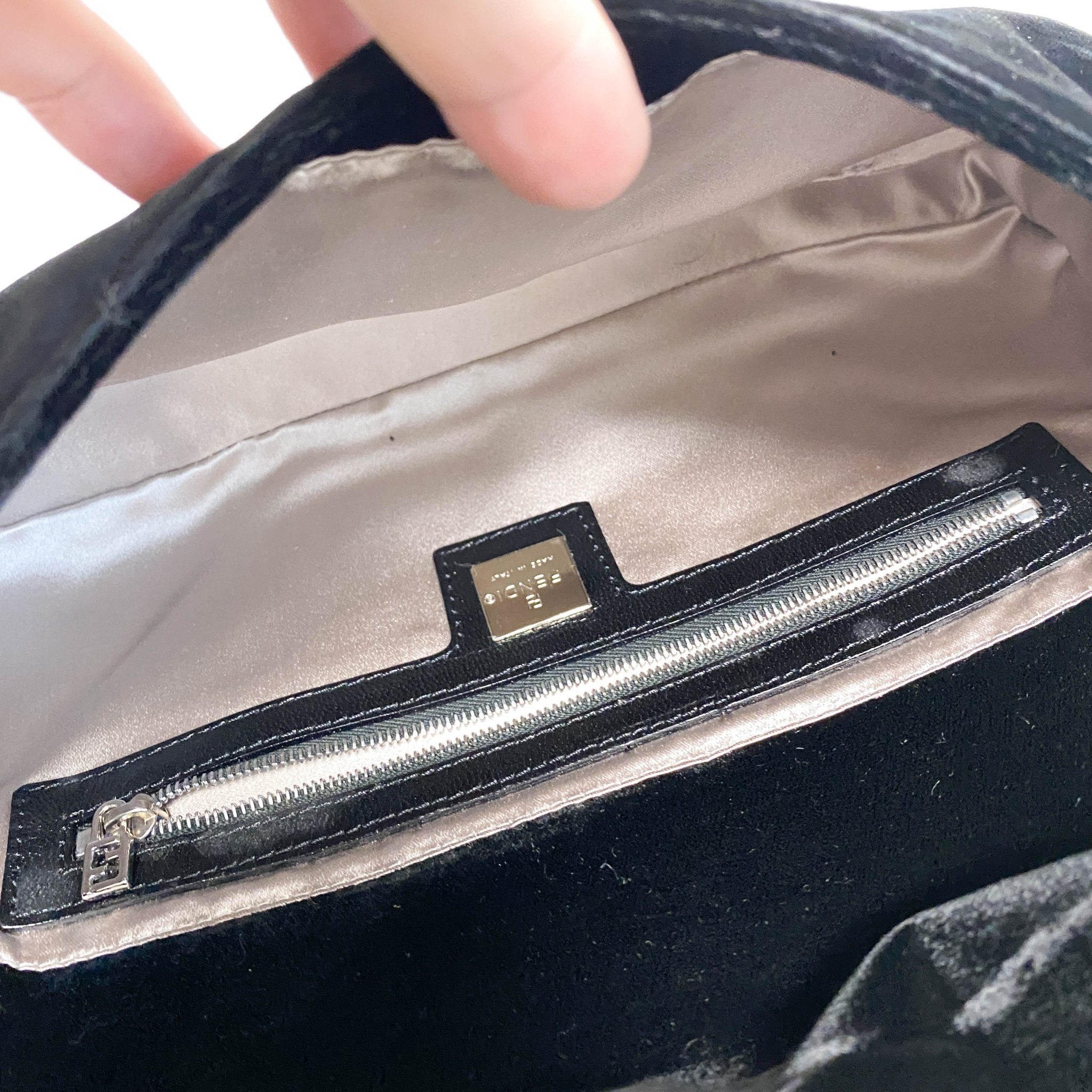 FENDI Baguette Black Velvet Rhinestone Hardware Shoulder Bag, in , Sold by HIVE PRELOVED - Shoulder Bags, ,