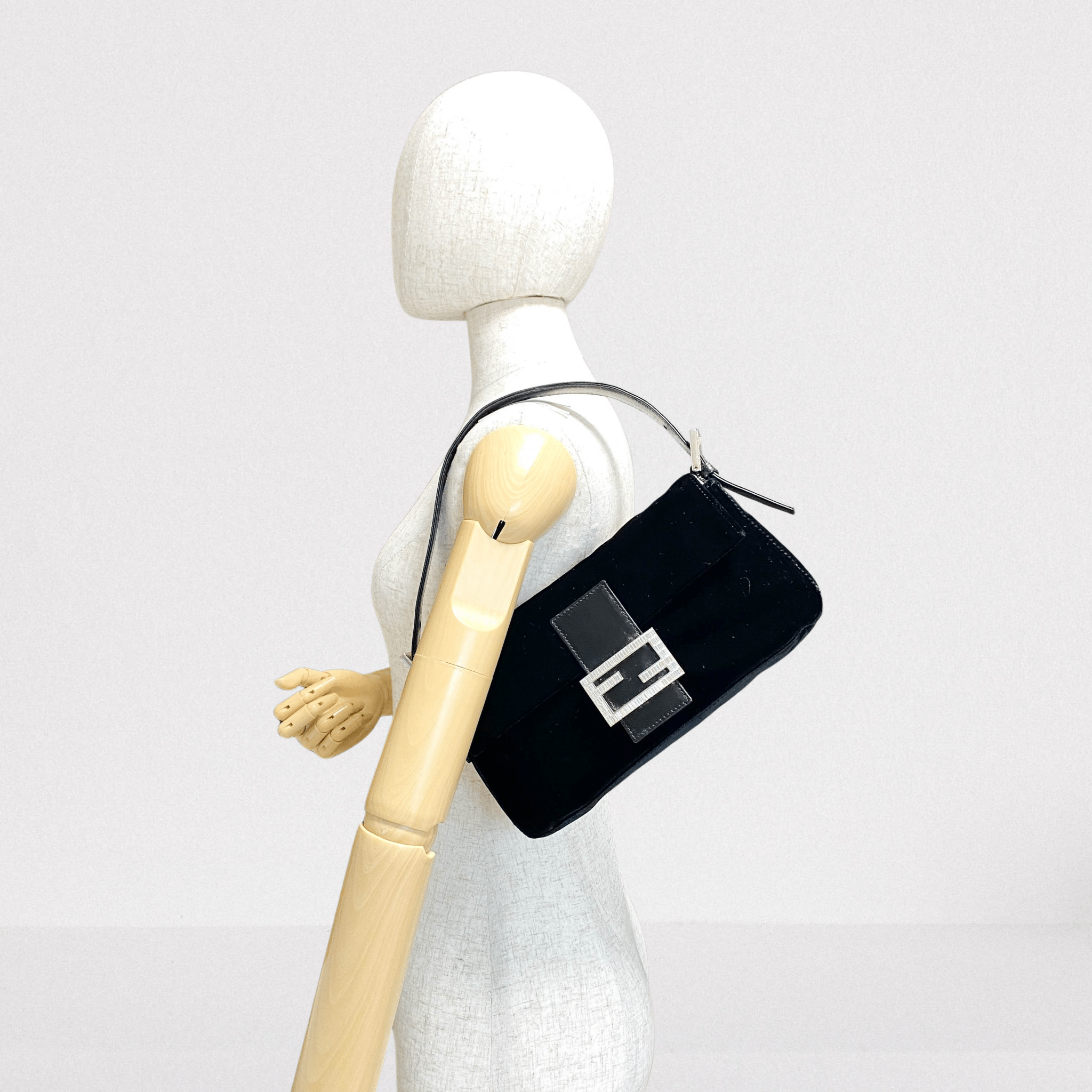 FENDI Baguette Black Velvet Rhinestone Hardware Shoulder Bag, in , Sold by HIVE PRELOVED - Shoulder Bags, ,