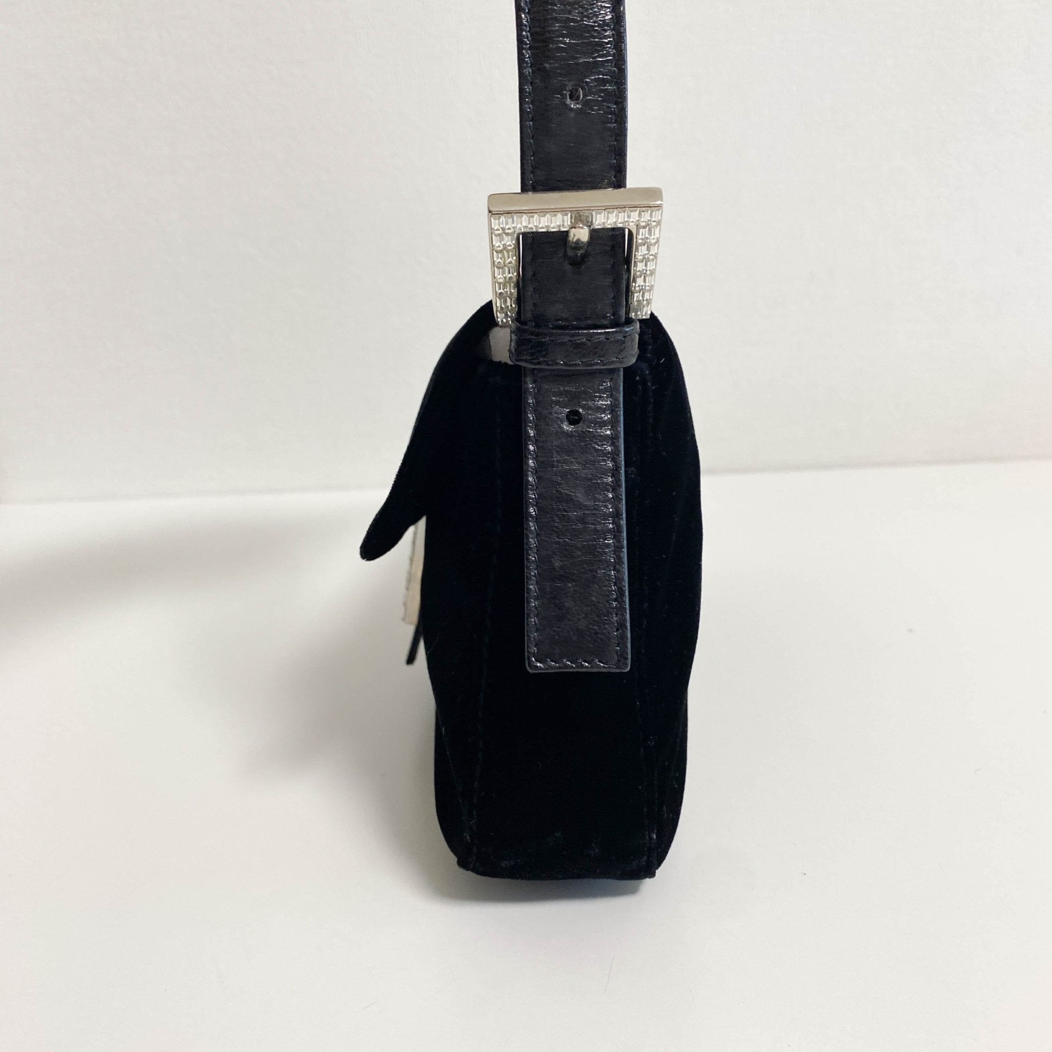 FENDI Baguette Black Velvet Rhinestone Hardware Shoulder Bag, in , Sold by HIVE PRELOVED - Shoulder Bags, ,