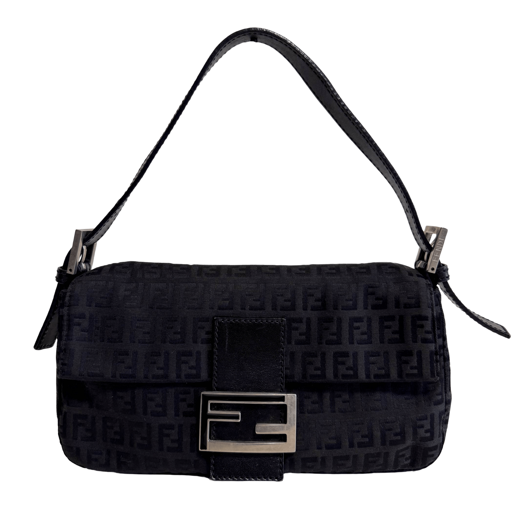 FENDI Baguette Black Zucchino Canvas Shoulder Bag, in , Sold by HIVE PRELOVED - Shoulder Bags, ,