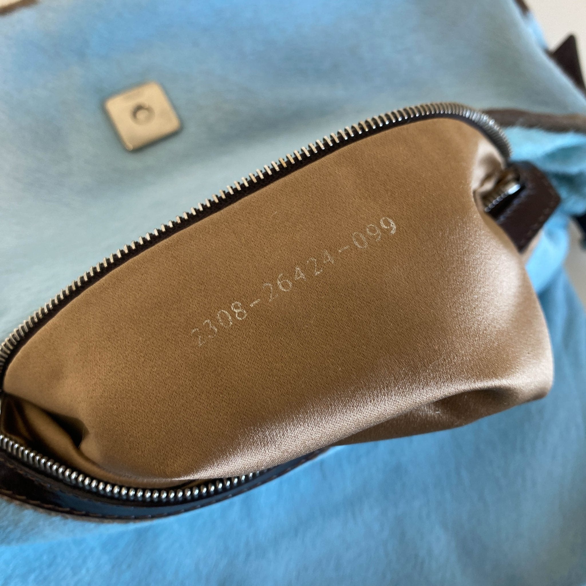 FENDI Baguette Blue / Brown Cow Print Pony Hair Shoulder Bag, in , Sold by HIVE PRELOVED - Shoulder Bags, ,