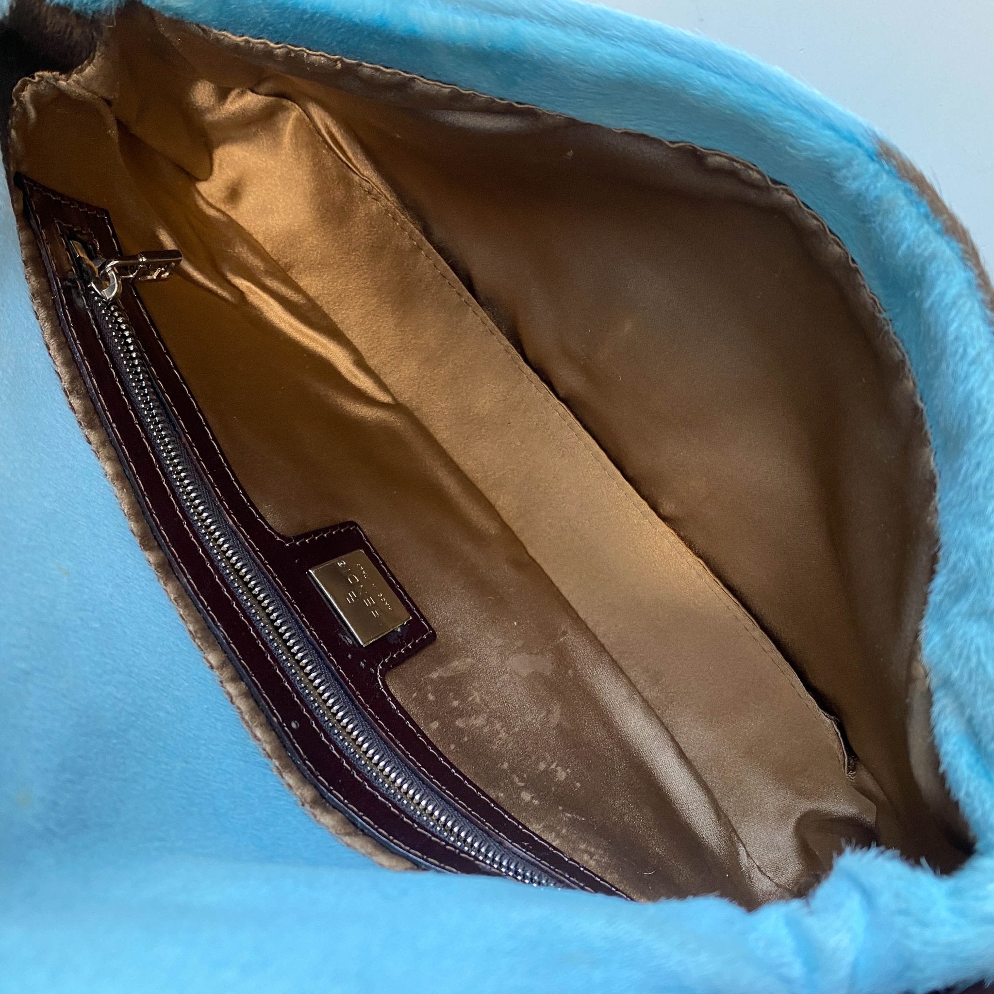 FENDI Baguette Blue / Brown Cow Print Pony Hair Shoulder Bag, in , Sold by HIVE PRELOVED - Shoulder Bags, ,