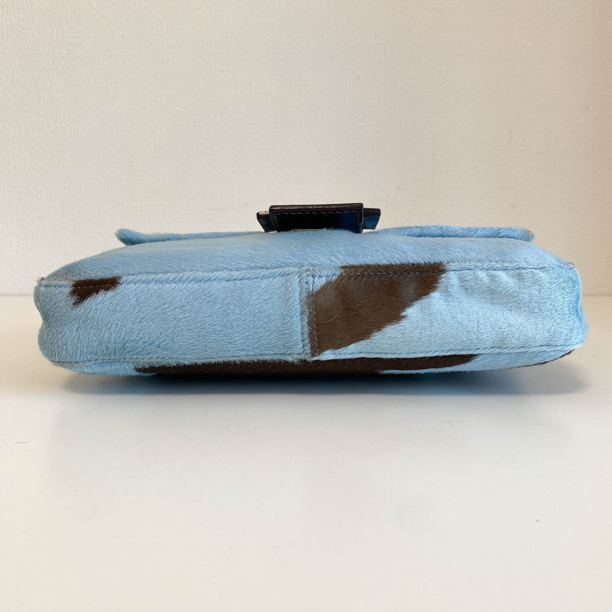 FENDI Baguette Blue / Brown Cow Print Pony Hair Shoulder Bag, in , Sold by HIVE PRELOVED - Shoulder Bags, ,