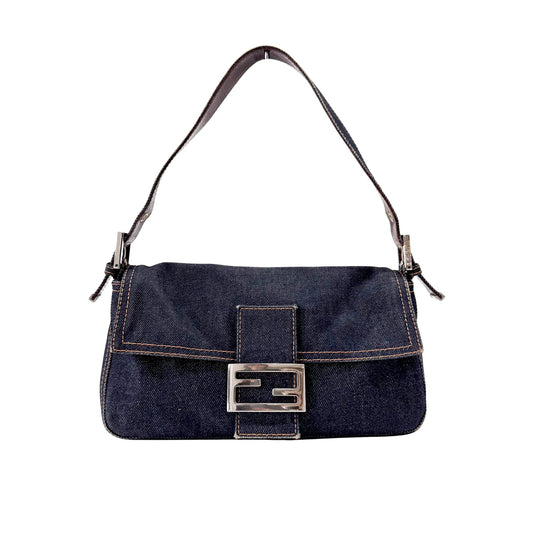 FENDI Baguette Blue Denim Shoulder Bag, in , Sold by HIVE PRELOVED - Shoulder Bags, ,