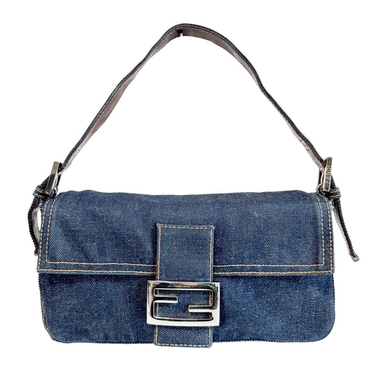 FENDI Baguette Blue Denim Shoulder Bag, in , Sold by HIVE PRELOVED - Shoulder Bags, ,