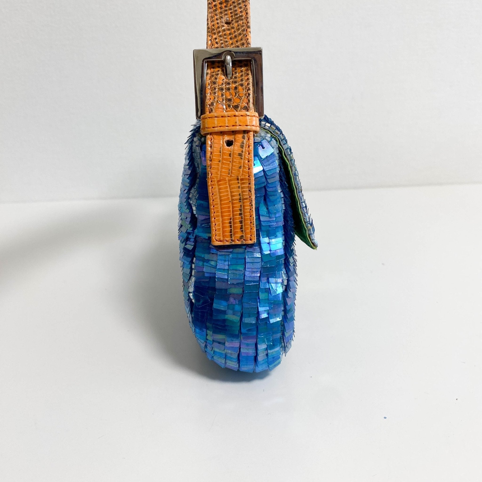 FENDI Baguette Blue Sequin Green Beads Shoulder Bag, in , Sold by HIVE PRELOVED - Shoulder Bags, ,