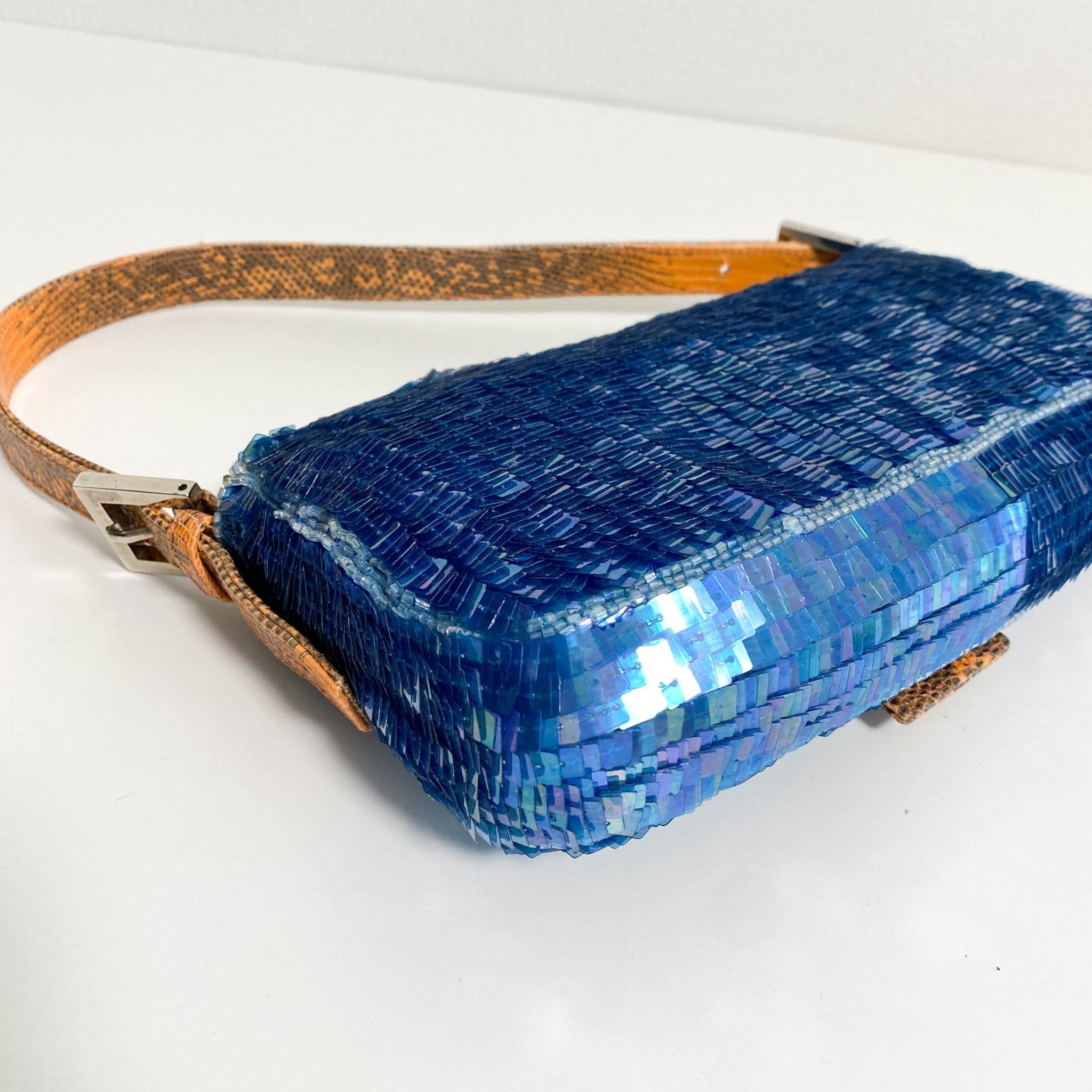 FENDI Baguette Blue Sequin Green Beads Shoulder Bag, in , Sold by HIVE PRELOVED - Shoulder Bags, ,