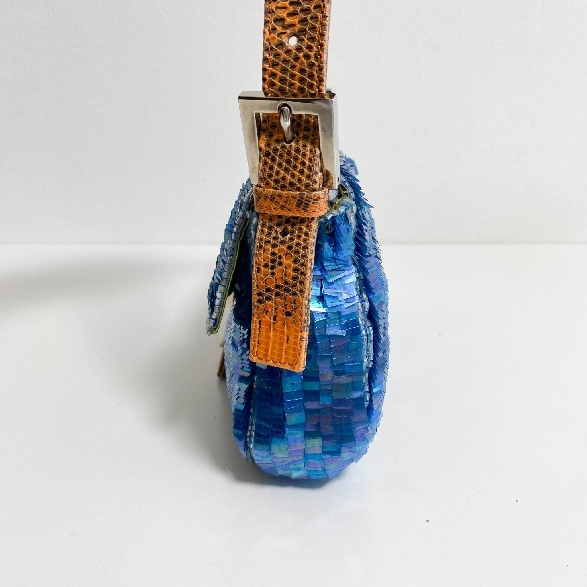 FENDI Baguette Blue Sequin Green Beads Shoulder Bag, in , Sold by HIVE PRELOVED - Shoulder Bags, ,