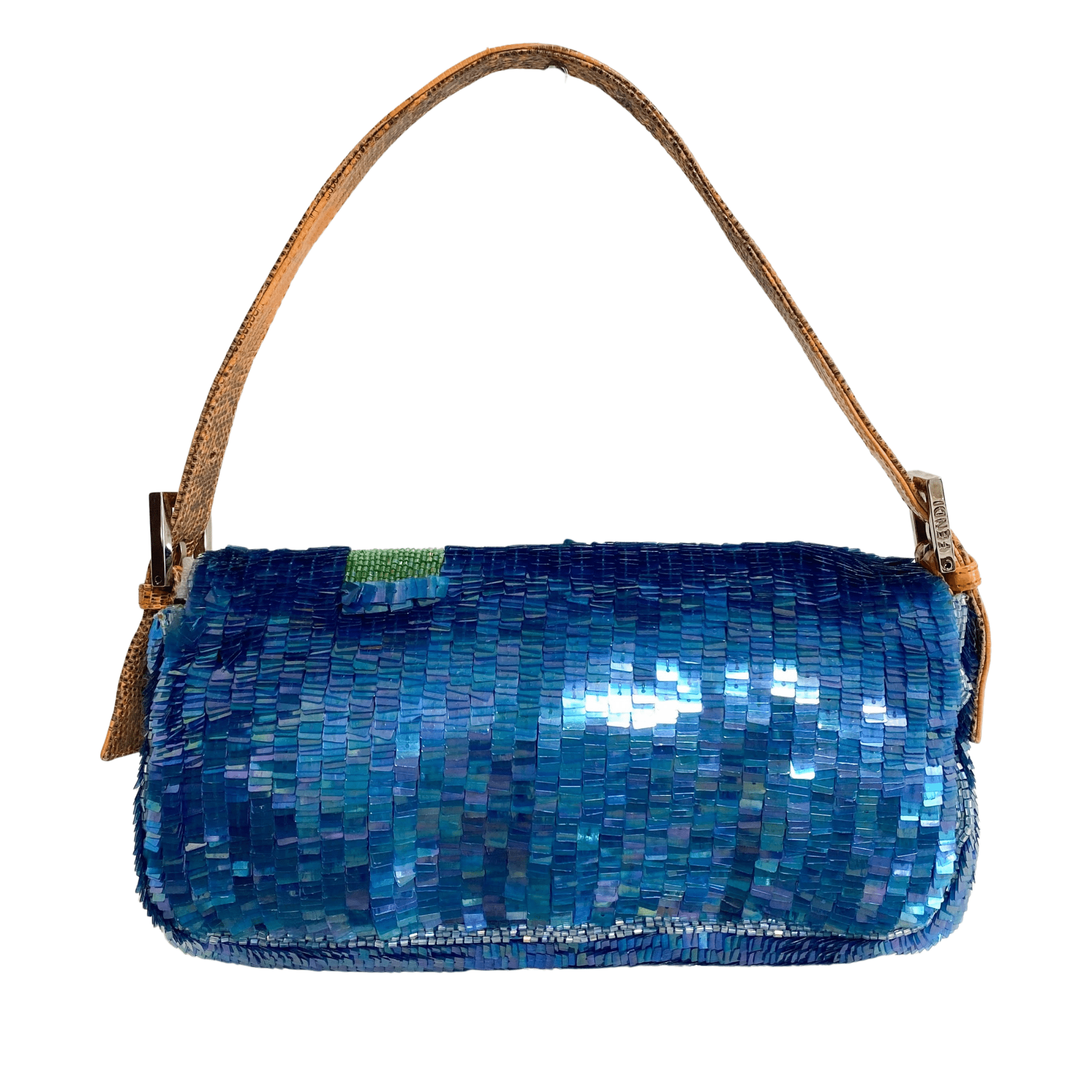 FENDI Baguette Blue Sequin Green Beads Shoulder Bag, in , Sold by HIVE PRELOVED - Shoulder Bags, ,