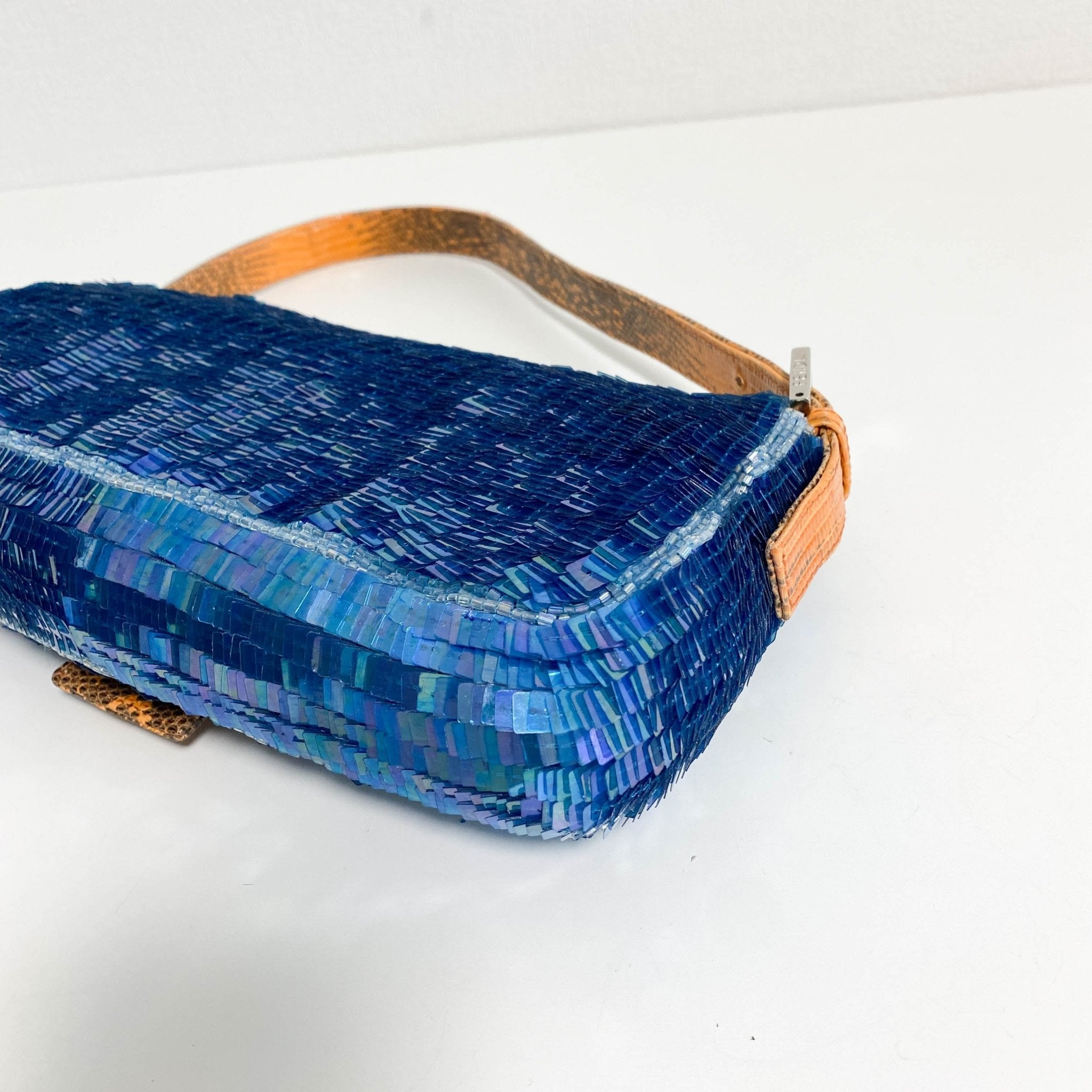FENDI Baguette Blue Sequin Green Beads Shoulder Bag, in , Sold by HIVE PRELOVED - Shoulder Bags, ,