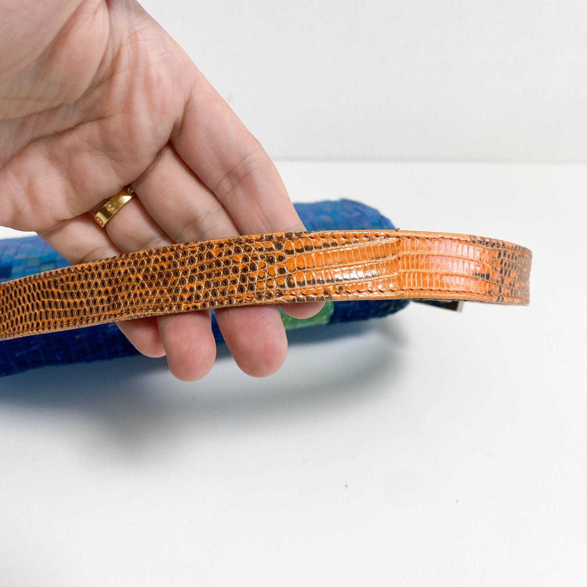 FENDI Baguette Blue Sequin Green Beads Shoulder Bag, in , Sold by HIVE PRELOVED - Shoulder Bags, ,