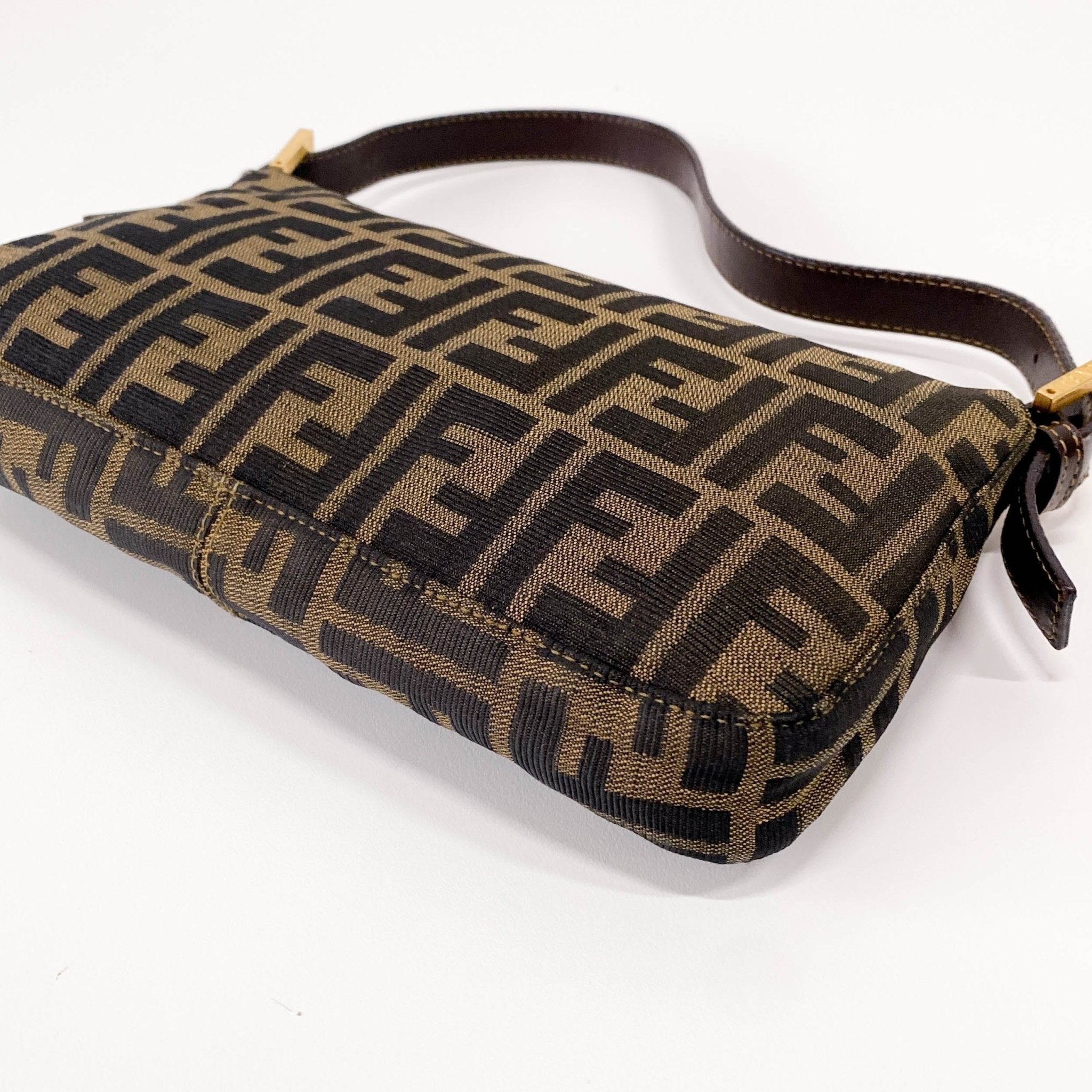 FENDI Baguette Brown Canvas Shoulder Bag with Gold Hardware, in , Sold by HIVE PRELOVED - Shoulder Bags, ,