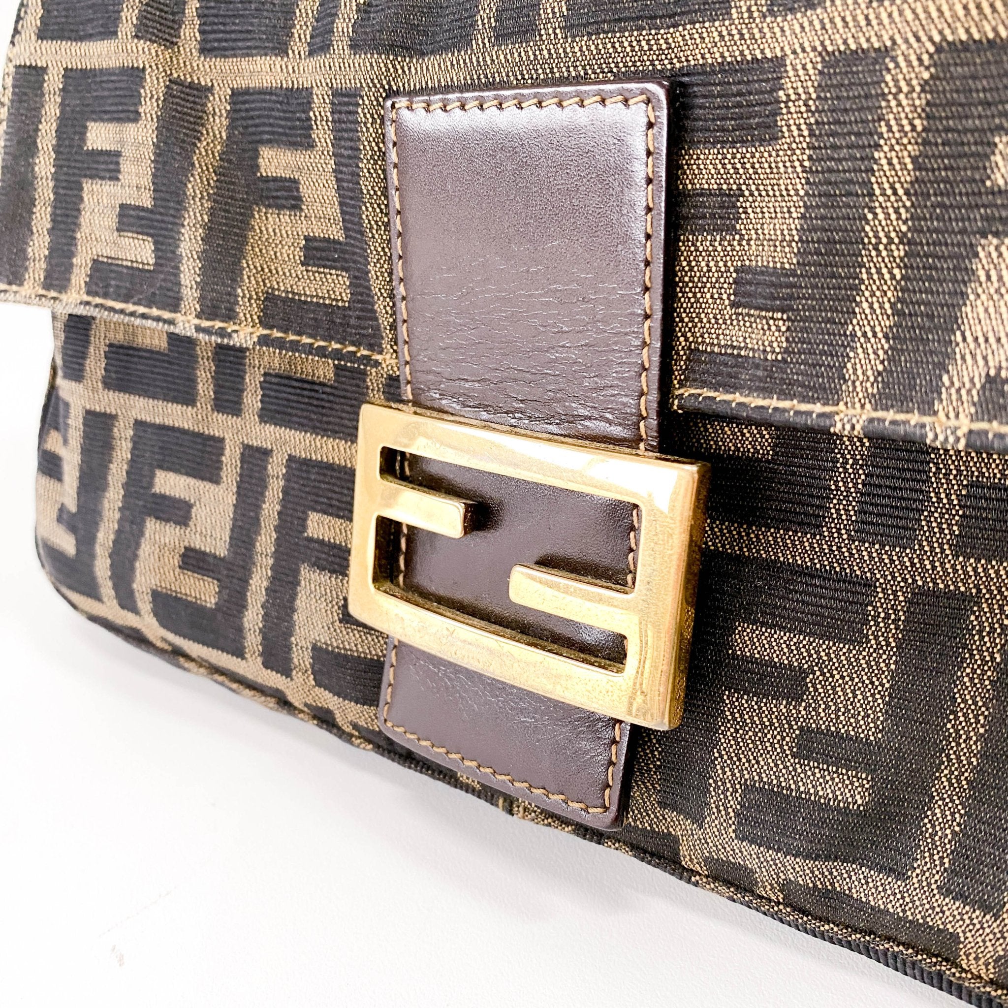 FENDI Baguette Brown Canvas Shoulder Bag with Gold Hardware, in , Sold by HIVE PRELOVED - Shoulder Bags, ,