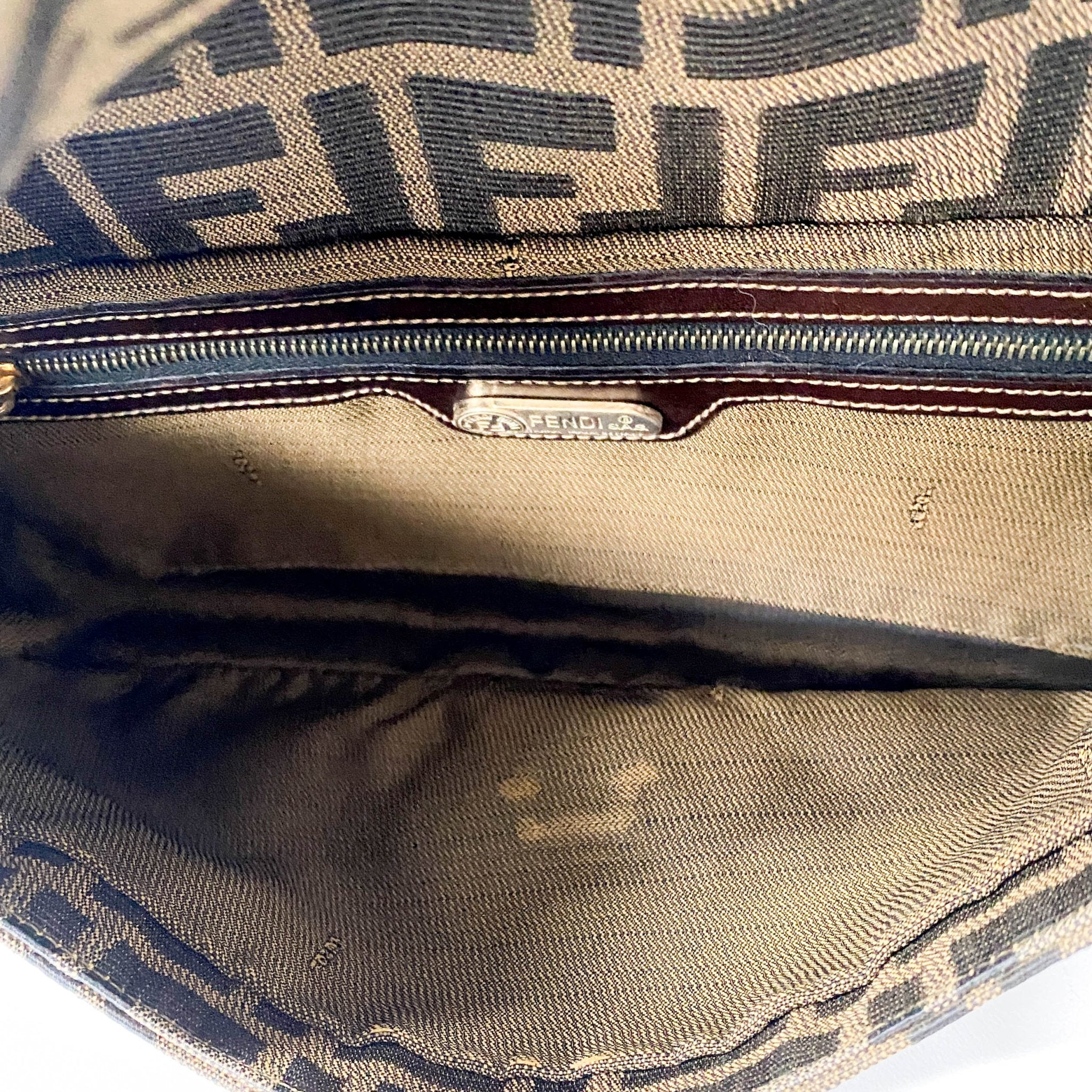 FENDI Baguette Brown Canvas Shoulder Bag with Gold Hardware, in , Sold by HIVE PRELOVED - Shoulder Bags, ,