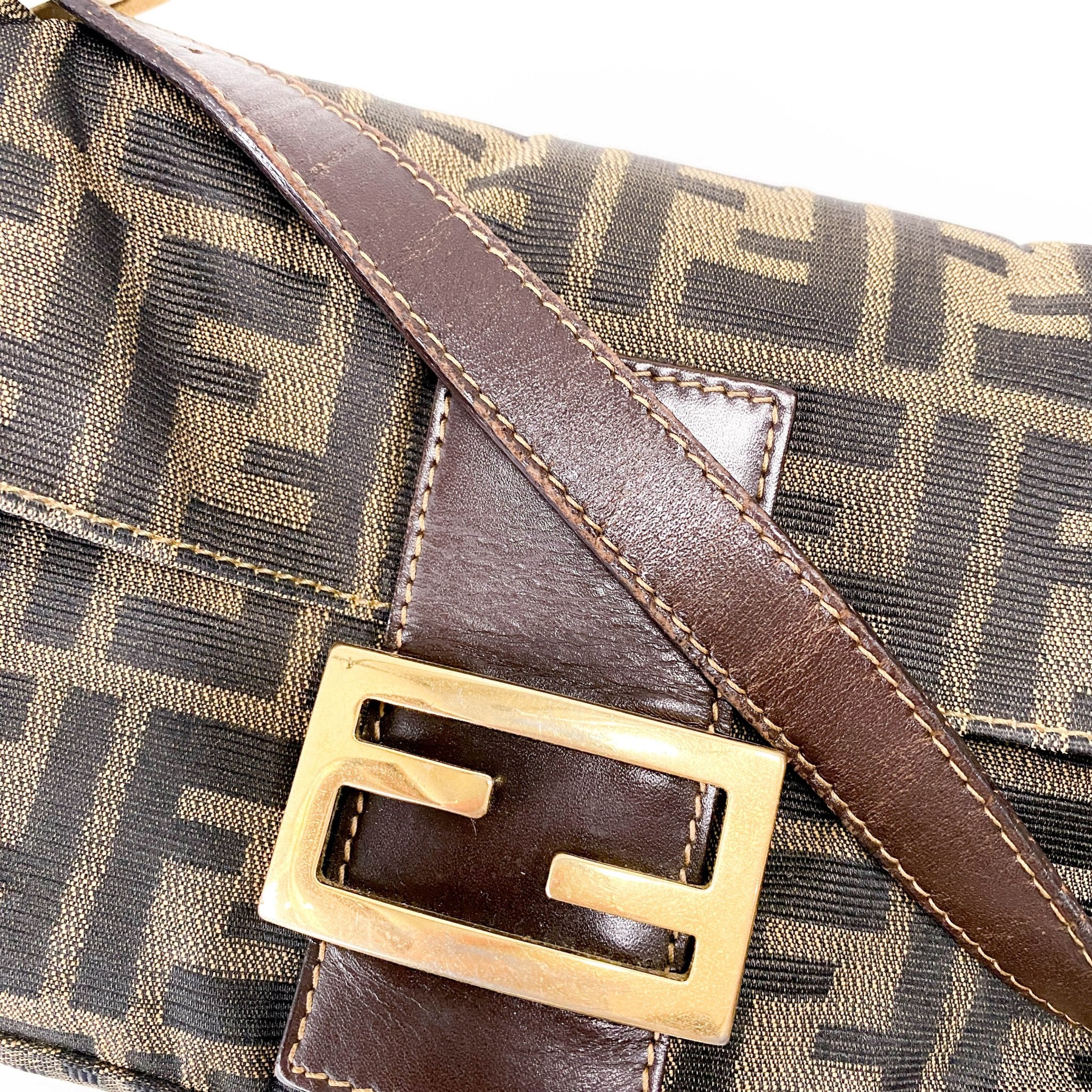 FENDI Baguette Brown Canvas Shoulder Bag with Gold Hardware, in , Sold by HIVE PRELOVED - Shoulder Bags, ,