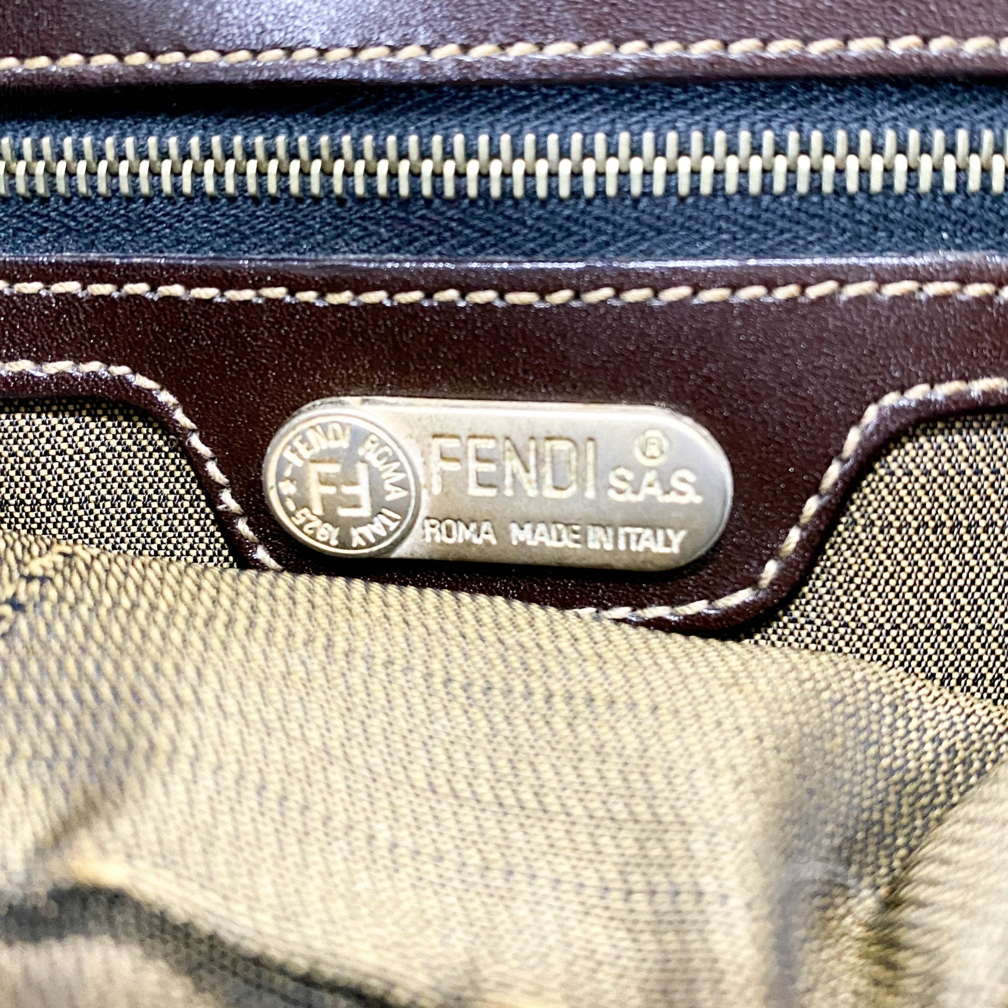 FENDI Baguette Brown Canvas Shoulder Bag with Gold Hardware, in , Sold by HIVE PRELOVED - Shoulder Bags, ,