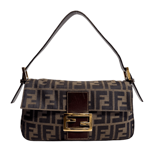 FENDI Baguette Brown Canvas Shoulder Bag with Gold Hardware, in , Sold by HIVE PRELOVED - Shoulder Bags, ,