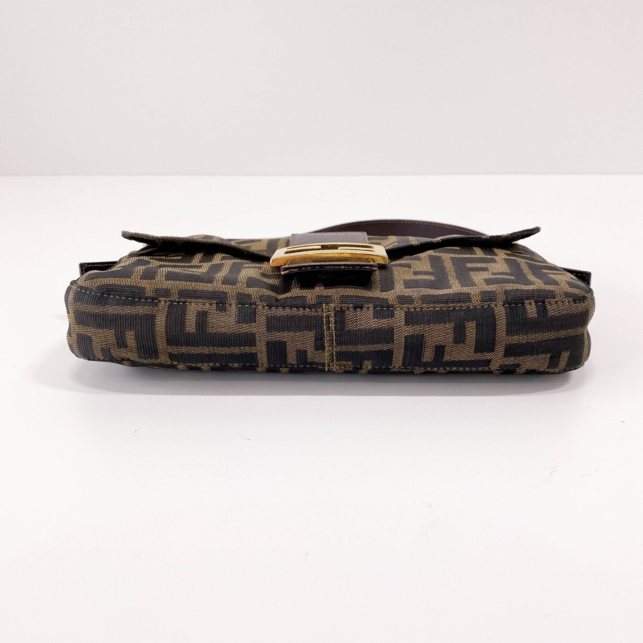 FENDI Baguette Brown Canvas Shoulder Bag with Gold Hardware, in , Sold by HIVE PRELOVED - Shoulder Bags, ,