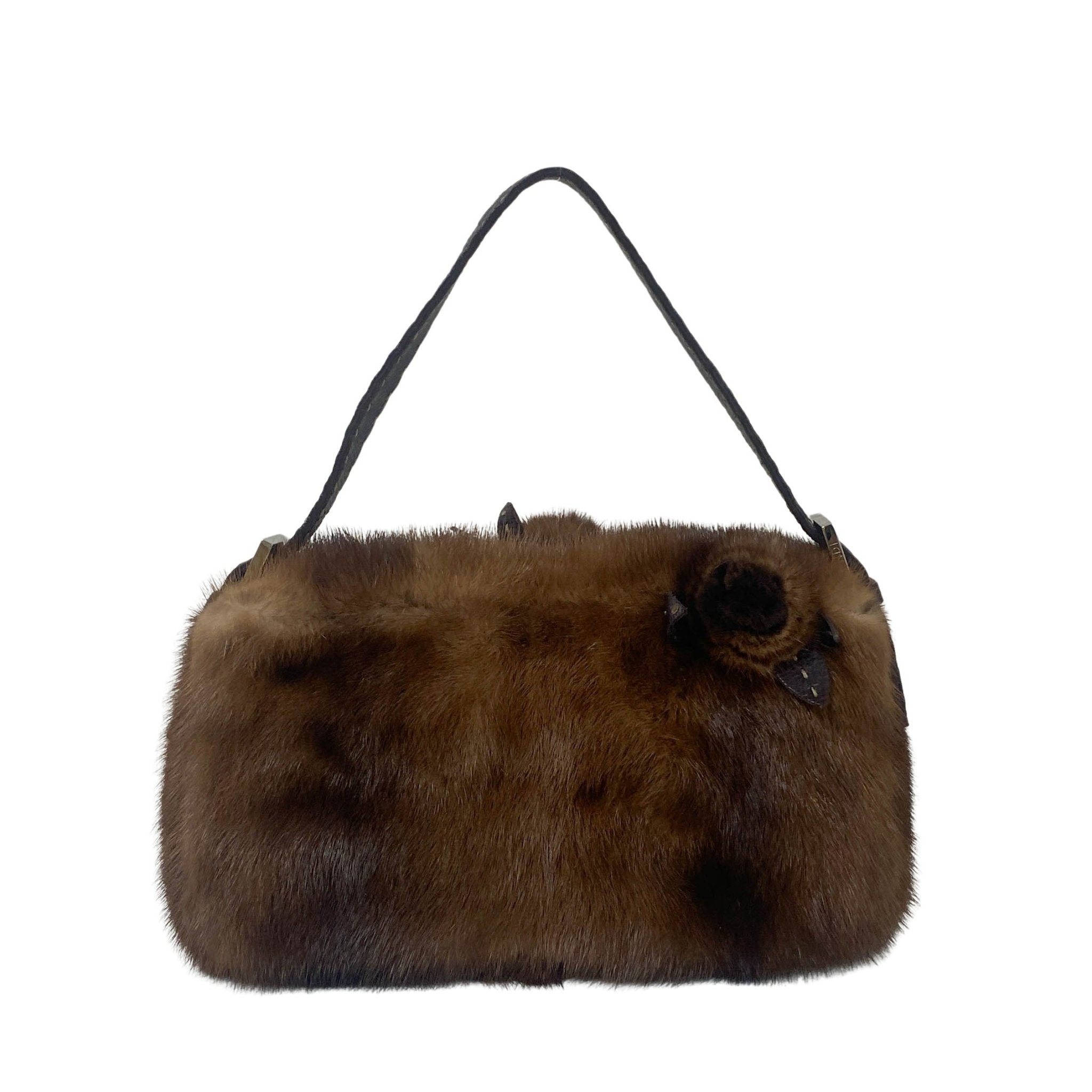 FENDI Baguette Brown Fur with Flower Selleria Shoulder Bag, in , Sold by HIVE PRELOVED - Shoulder Bags, ,