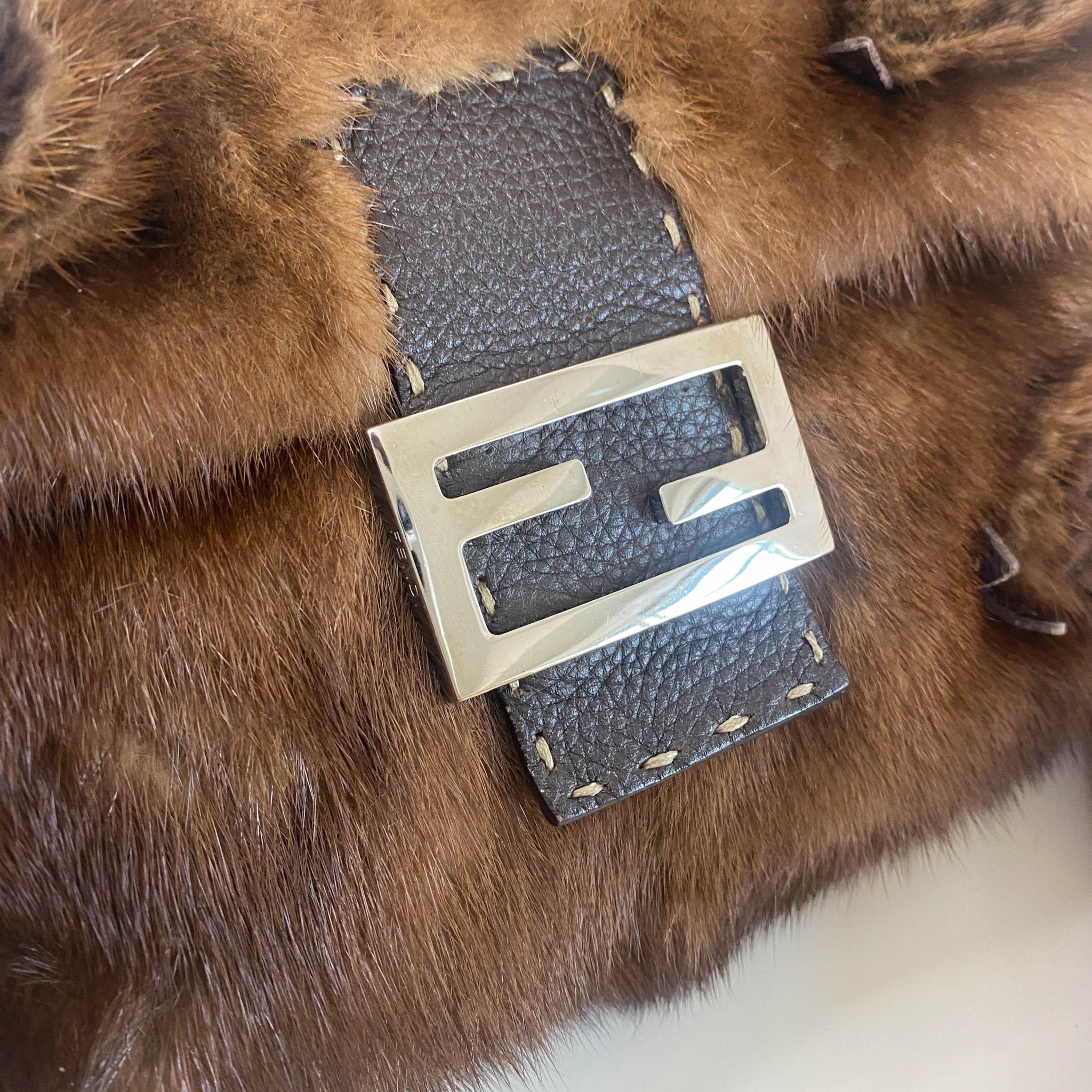 FENDI Baguette Brown Fur with Flower Selleria Shoulder Bag, in , Sold by HIVE PRELOVED - Shoulder Bags, ,