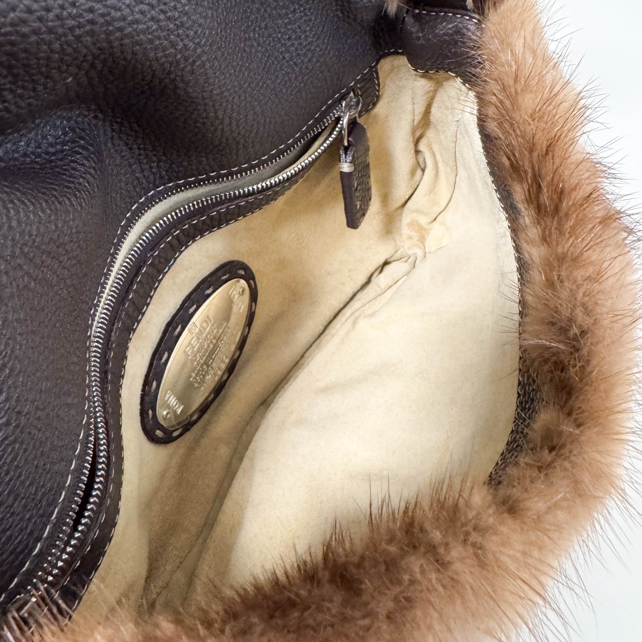 FENDI Baguette Brown Fur with Flower Selleria Shoulder Bag, in , Sold by HIVE PRELOVED - Shoulder Bags, ,