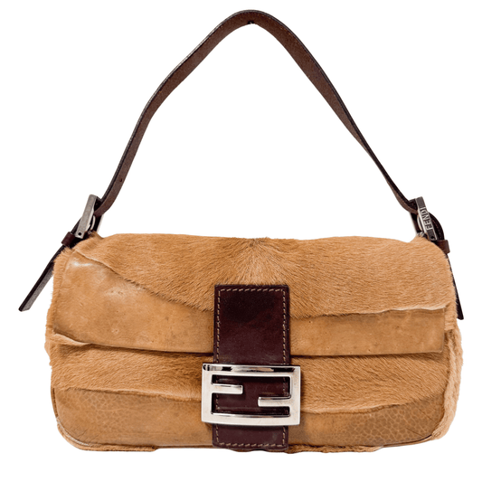 FENDI Baguette Brown Leather and Pony Hair Shoulder Bag, in , Sold by HIVE PRELOVED - Shoulder Bags, ,