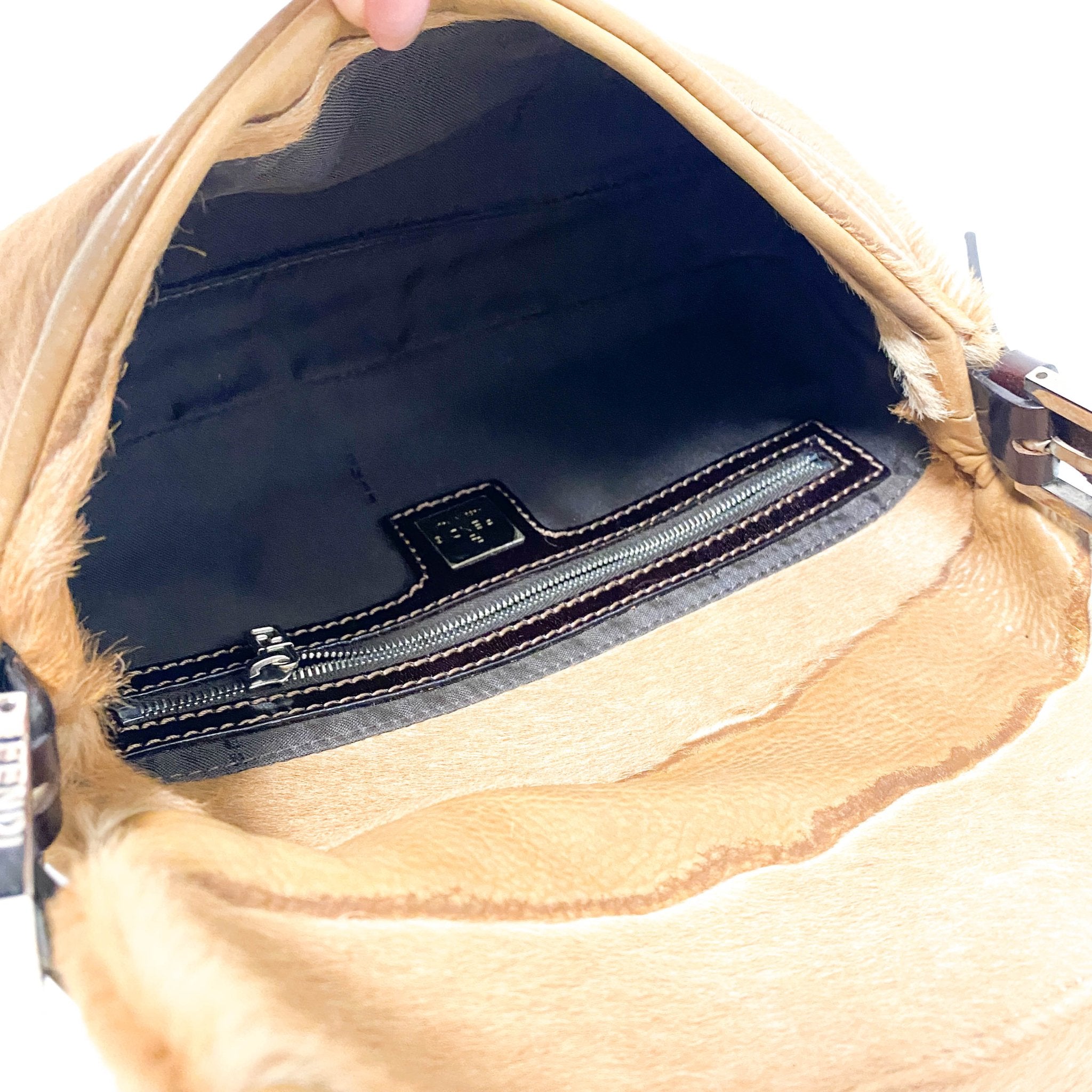 FENDI Baguette Brown Leather and Ponyhair Patchwork Shoulder Bag, in , Sold by HIVE PRELOVED - Shoulder Bags, ,