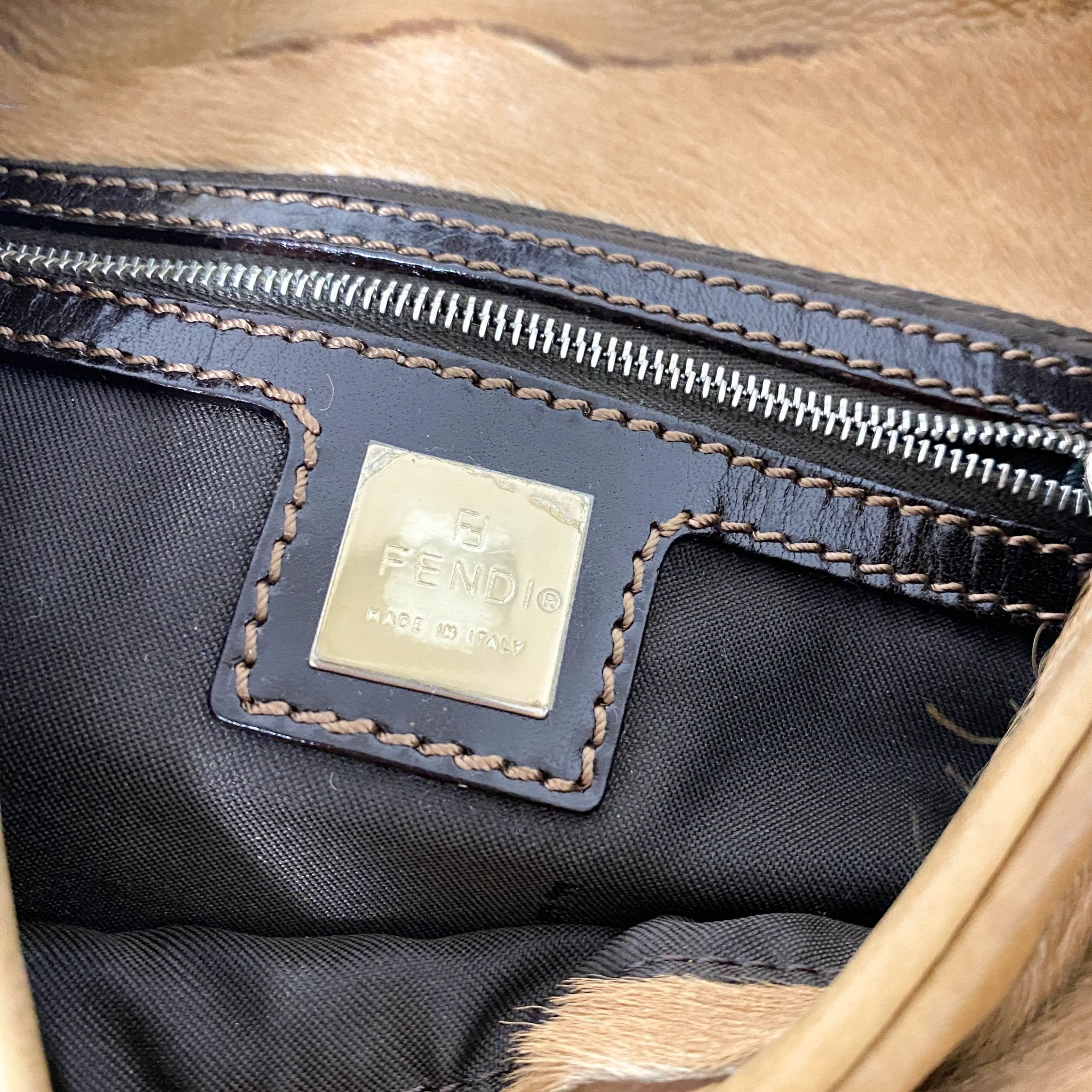 FENDI Baguette Brown Leather and Ponyhair Patchwork Shoulder Bag, in , Sold by HIVE PRELOVED - Shoulder Bags, ,