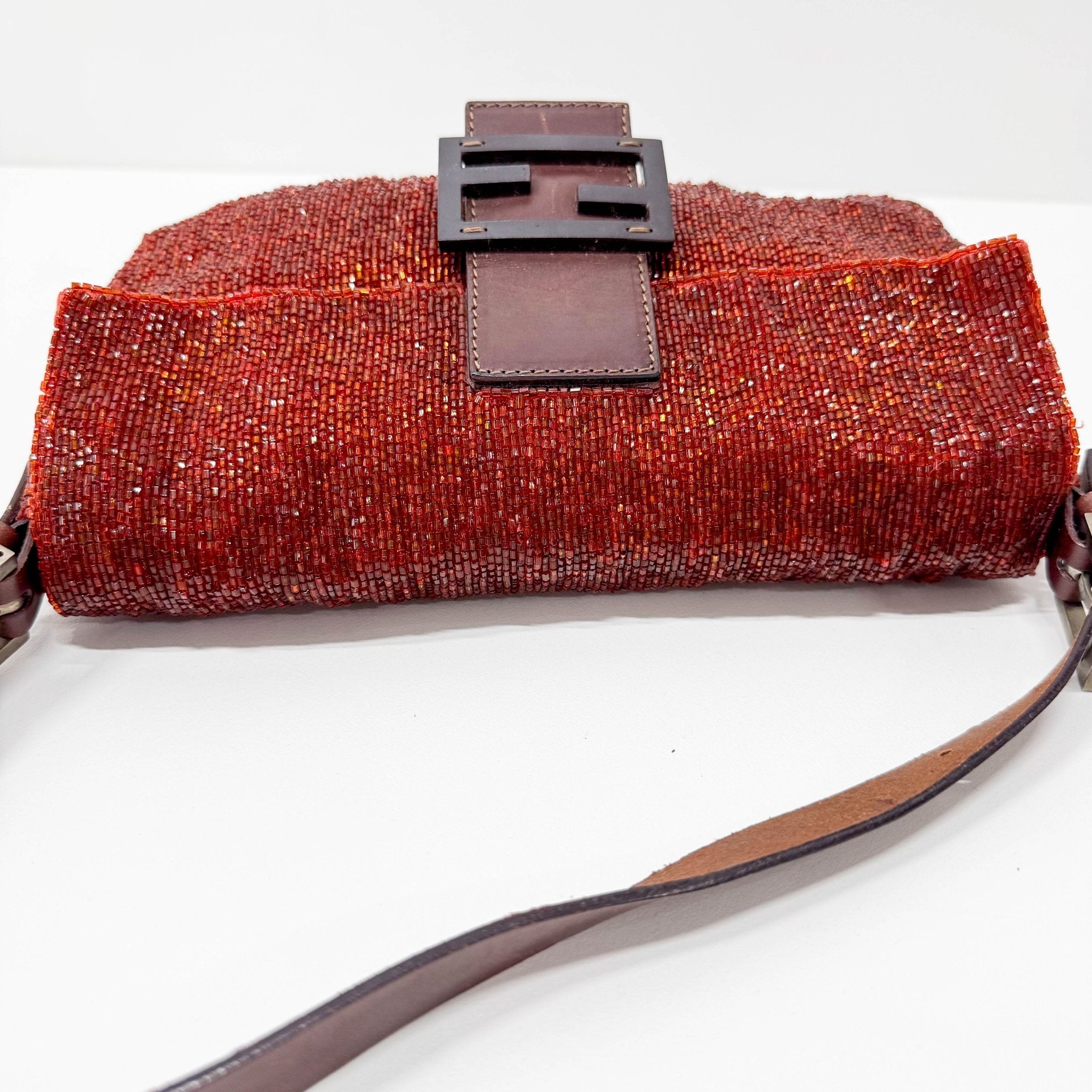 FENDI Baguette Brown Orange Beaded Shoulder Bag, in , Sold by HIVE PRELOVED - Shoulder Bags, ,