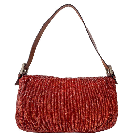 FENDI Baguette Brown Orange Beaded Shoulder Bag, in , Sold by HIVE PRELOVED - Shoulder Bags, ,