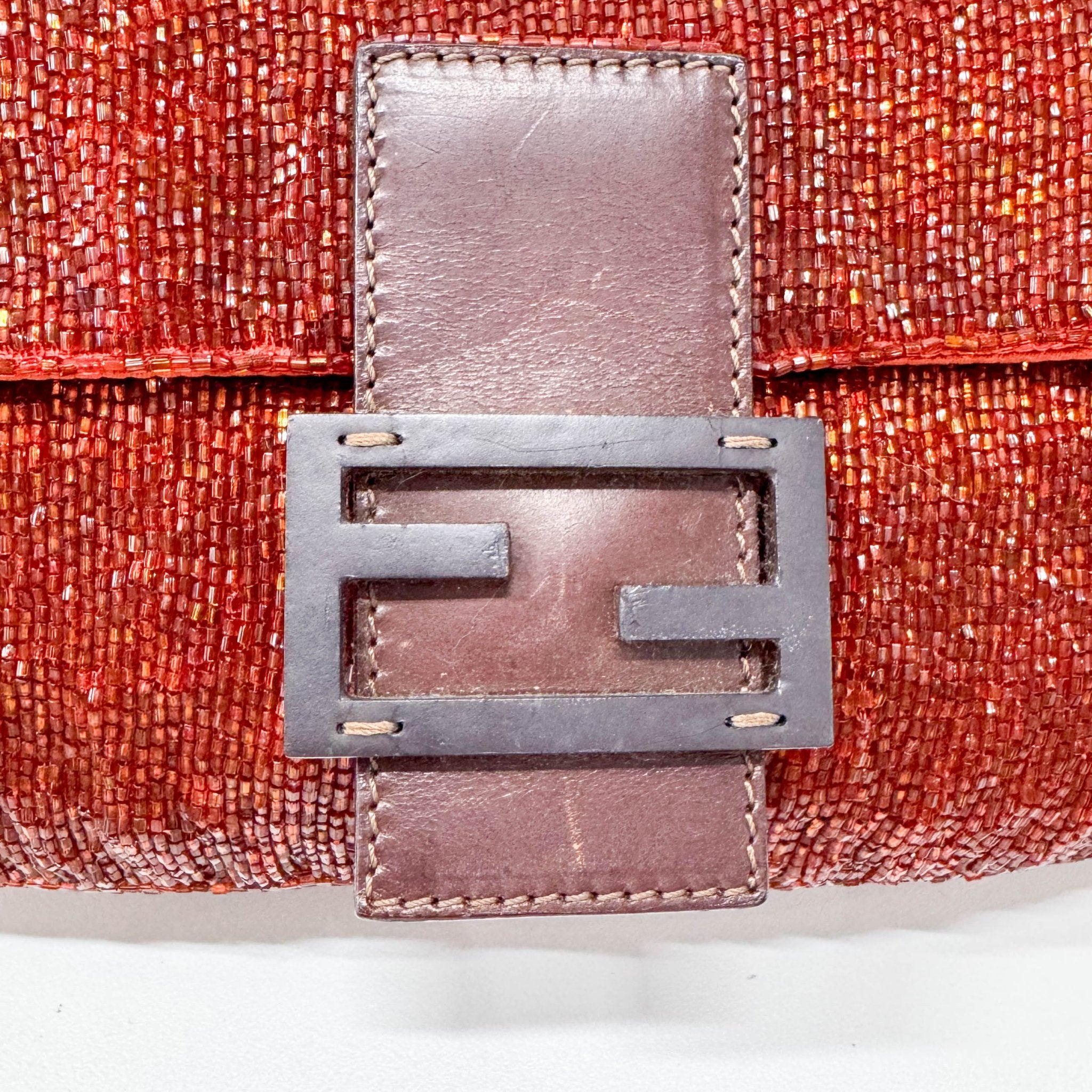 FENDI Baguette Brown Orange Beaded Shoulder Bag, in , Sold by HIVE PRELOVED - Shoulder Bags, ,