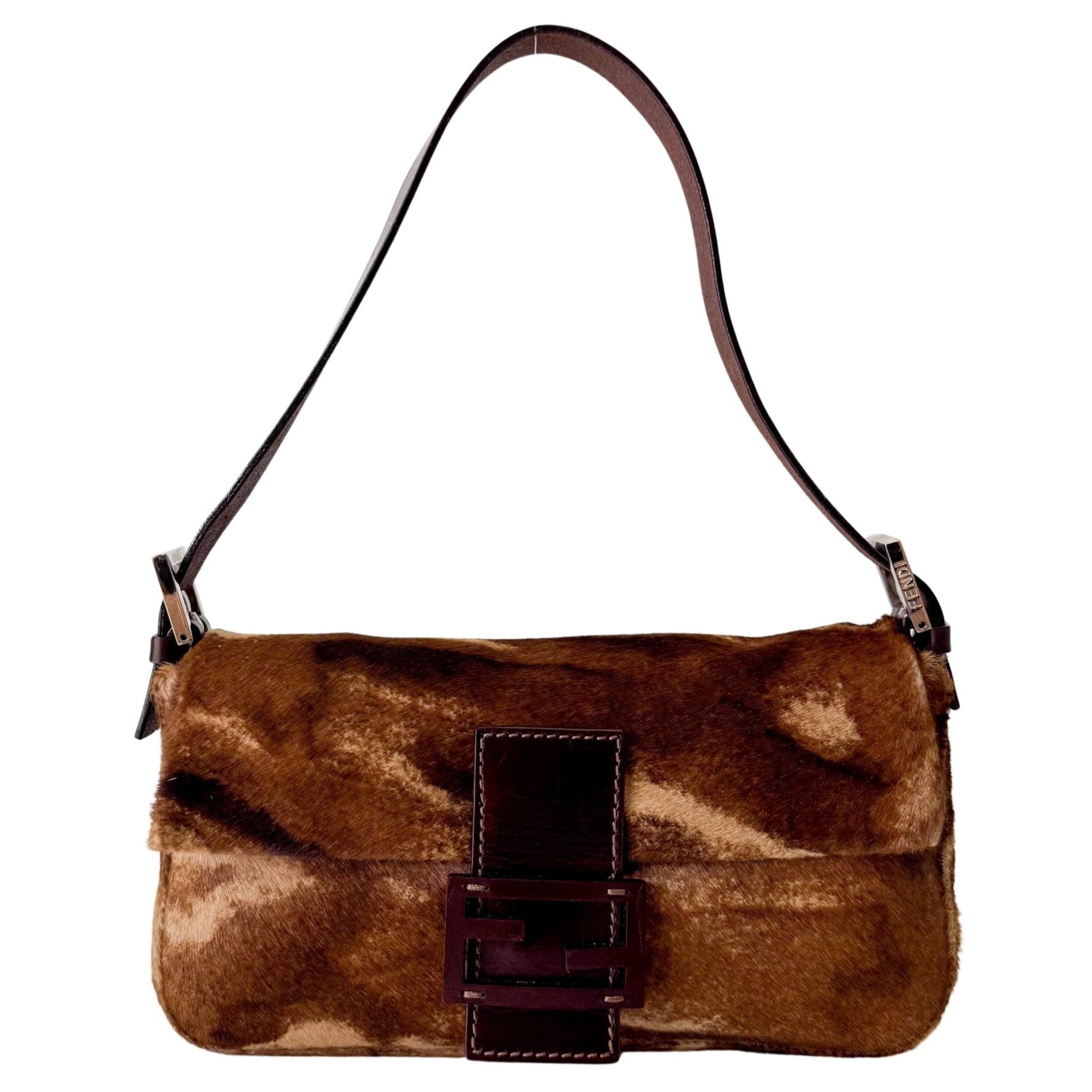 FENDI Baguette Brown Pony Hair Shoulder Bag, in , Sold by HIVE PRELOVED - Shoulder Bags, ,