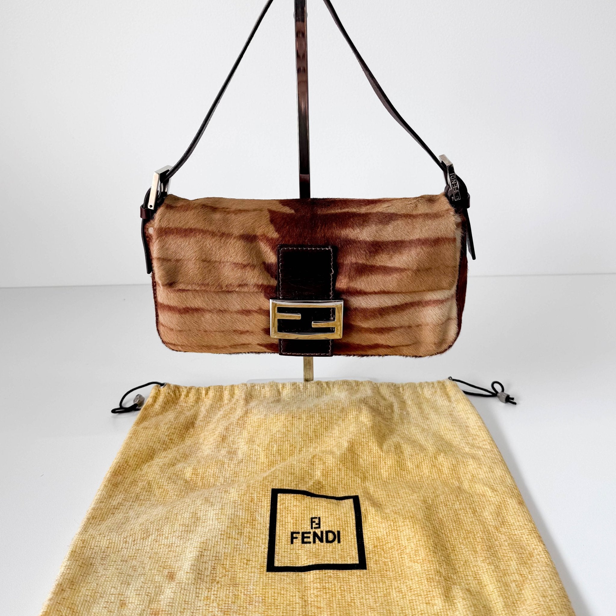 FENDI Baguette Brown Pony Hair Zebra Print Shoulder Bag, in , Sold by HIVE PRELOVED - Shoulder Bags, ,