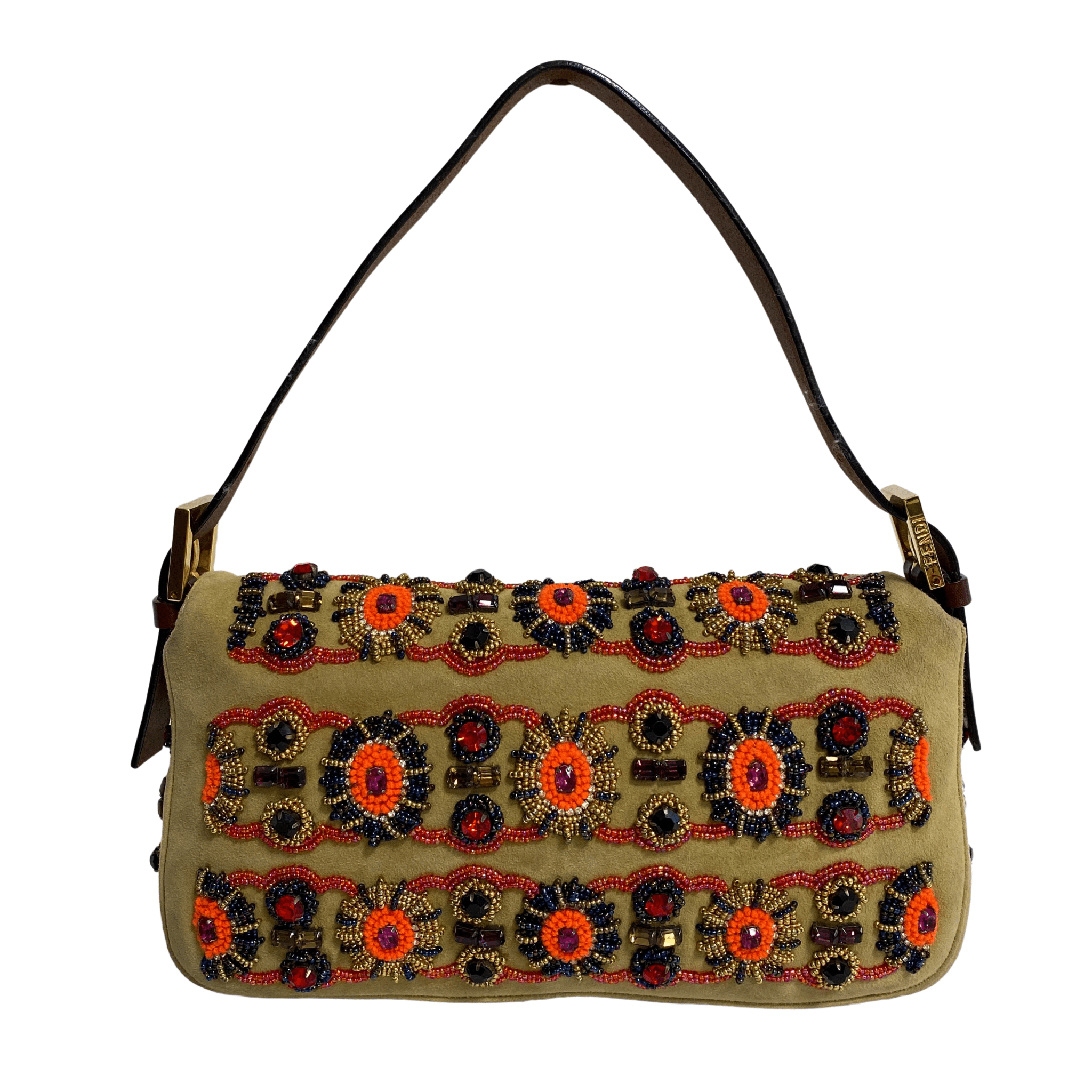 FENDI Baguette Brown Suede Beaded Shoulder Bag, in , Sold by HIVE PRELOVED - Shoulder Bags, ,