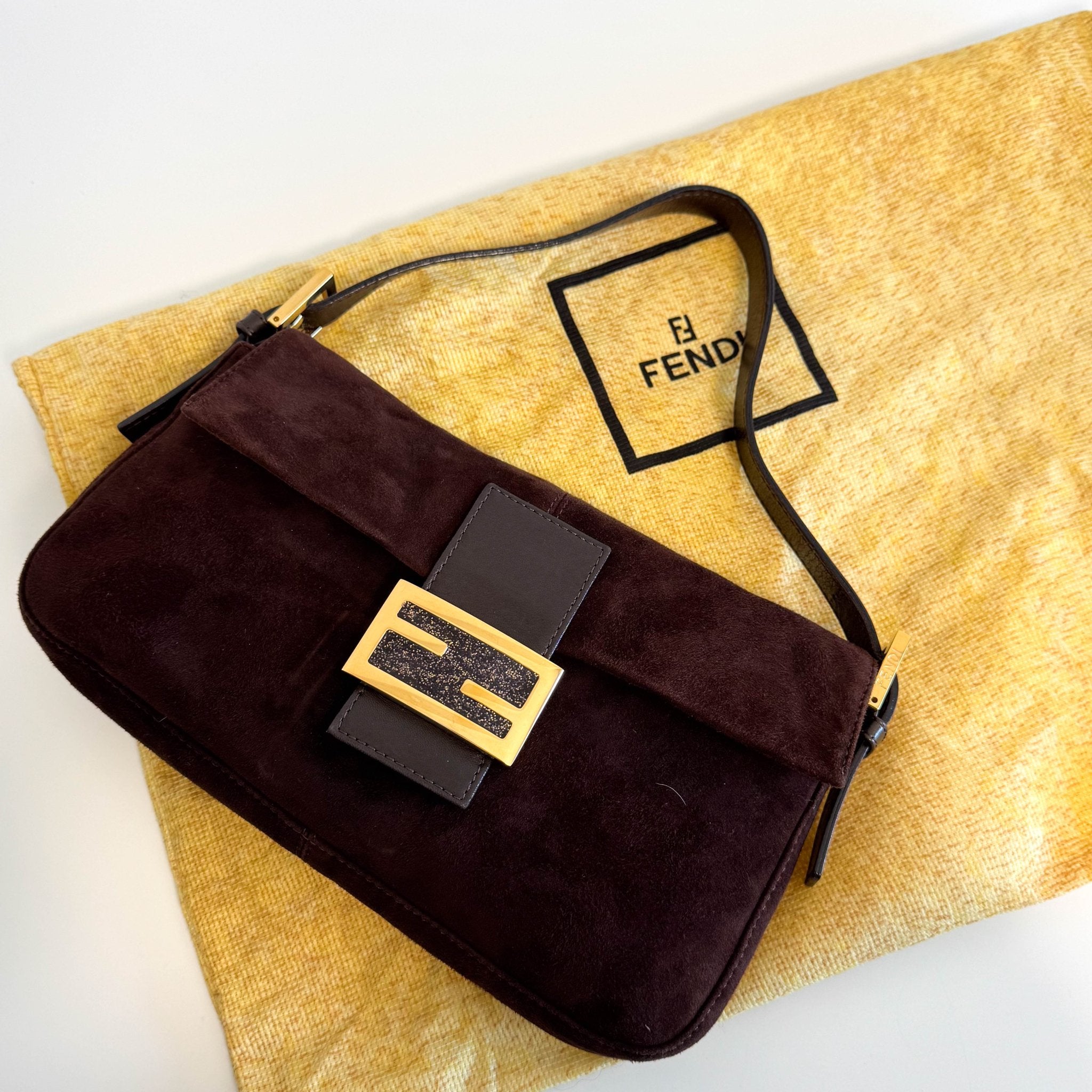 FENDI Baguette Brown Suede Shoulder Bag, in , Sold by HIVE PRELOVED - Shoulder Bags, ,