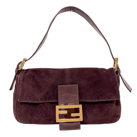 FENDI Baguette Brown Suede Shoulder Bag, in , Sold by HIVE PRELOVED - Shoulder Bags, ,