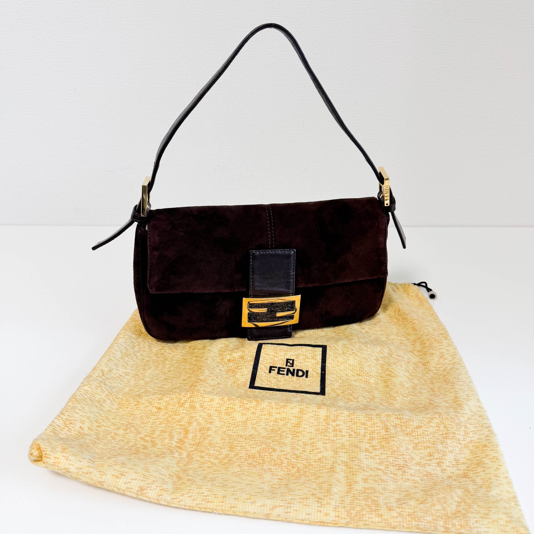 FENDI Baguette Brown Suede Shoulder Bag, in , Sold by HIVE PRELOVED - Shoulder Bags, ,