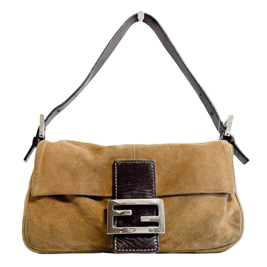 FENDI Baguette Brown Suede Shoulder Bag, in , Sold by HIVE PRELOVED - Shoulder Bags, ,