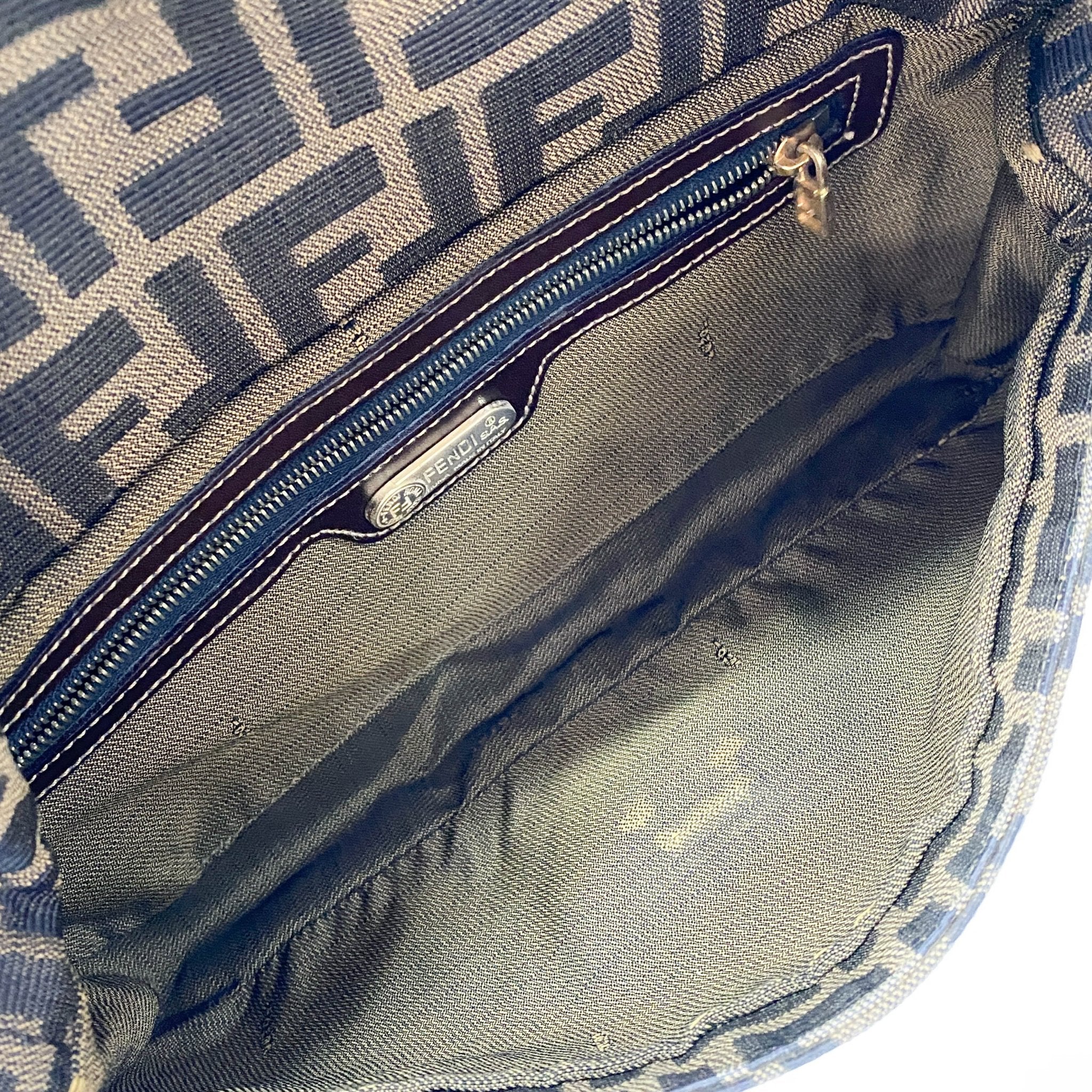 FENDI Baguette Brown Zucca Canvas Shoulder Bag with Gold Hardware, in , Sold by HIVE PRELOVED - Shoulder Bags, ,