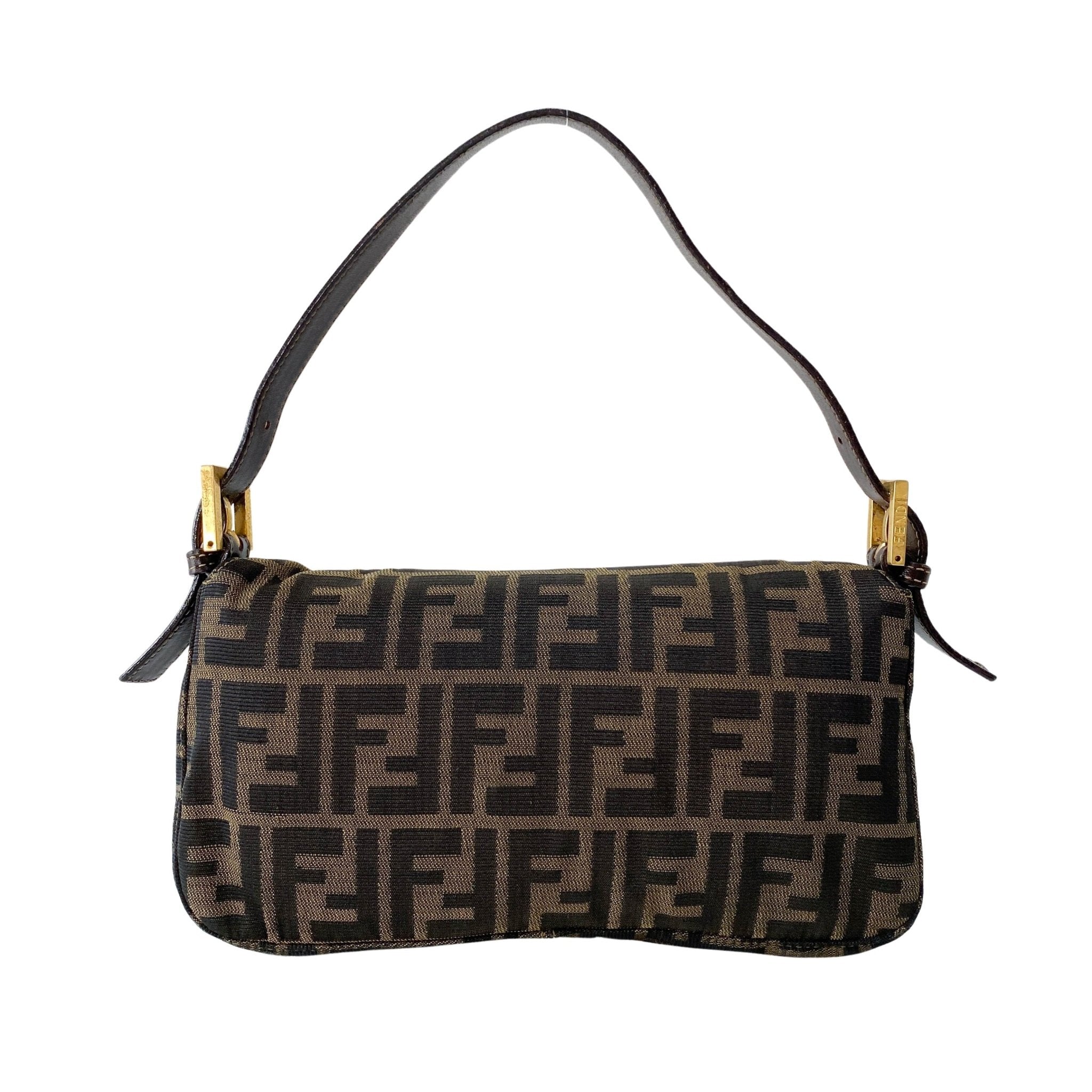 FENDI Baguette Brown Zucca Canvas Shoulder Bag with Gold Hardware, in , Sold by HIVE PRELOVED - Shoulder Bags, ,