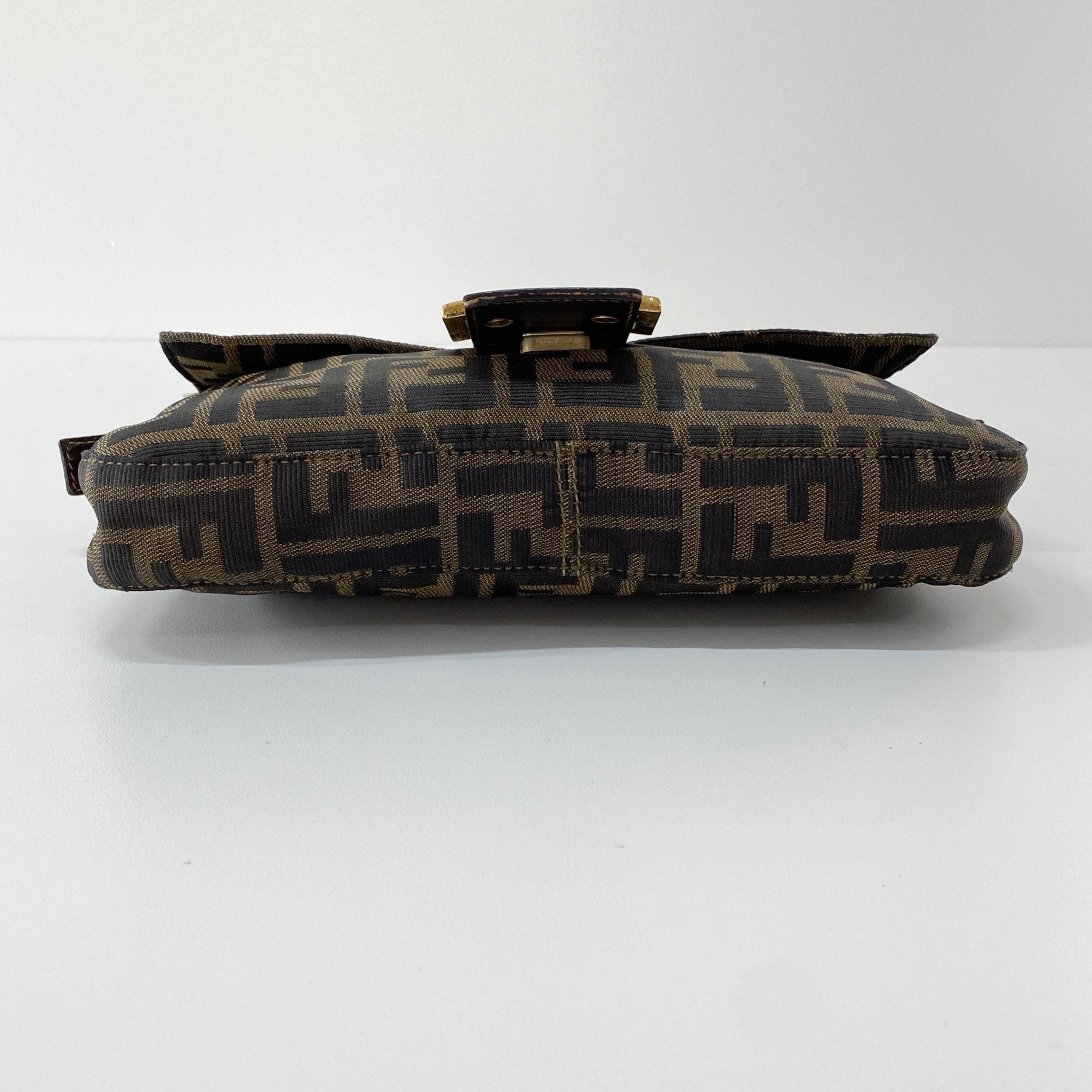 FENDI Baguette Brown Zucca Canvas Shoulder Bag with Gold Hardware, in , Sold by HIVE PRELOVED - Shoulder Bags, ,