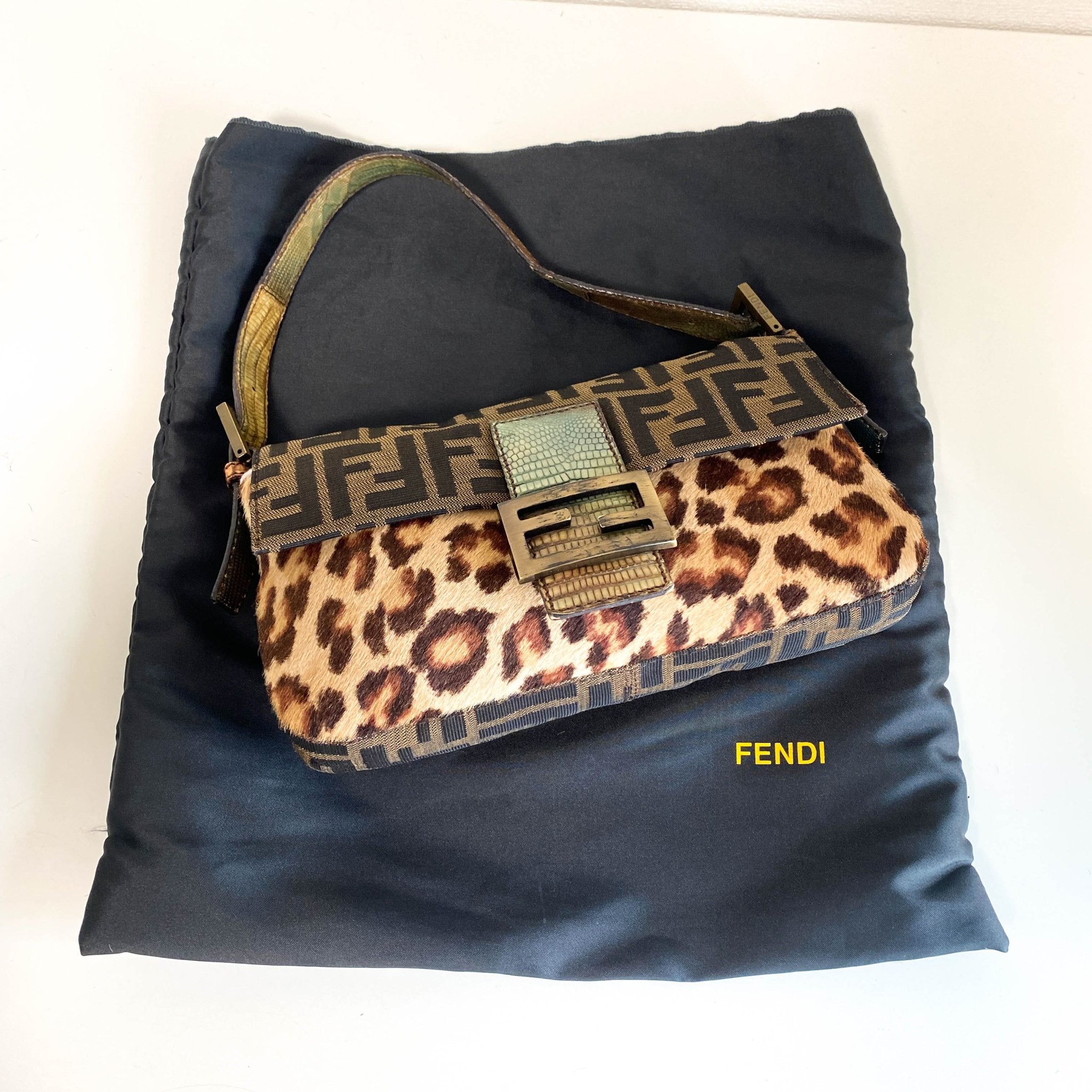 FENDI Baguette Brown Zucca Canvas/Ponyhair Shoulder Bag, in , Sold by HIVE PRELOVED - Shoulder Bags, ,