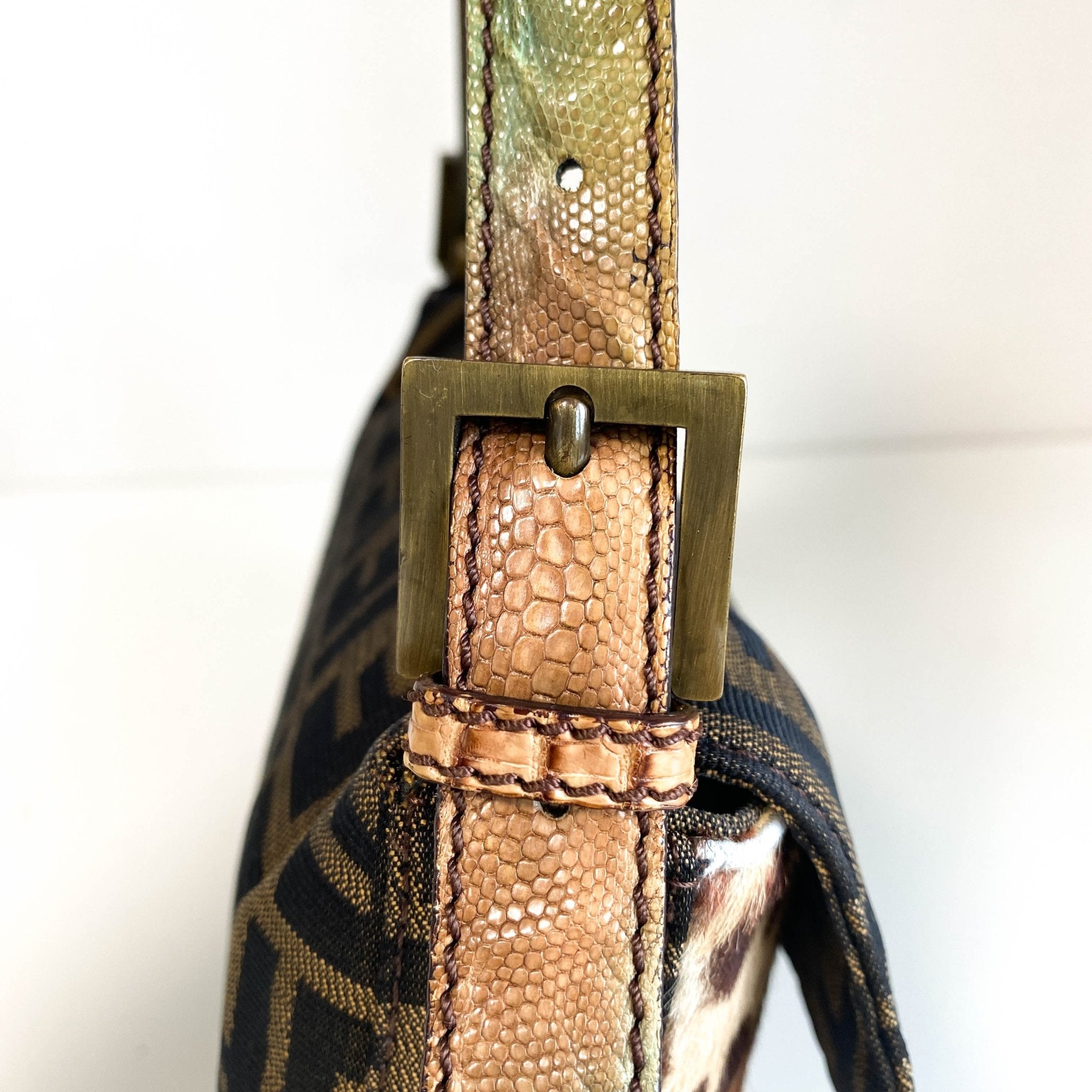 FENDI Baguette Brown Zucca Canvas/Ponyhair Shoulder Bag, in , Sold by HIVE PRELOVED - Shoulder Bags, ,
