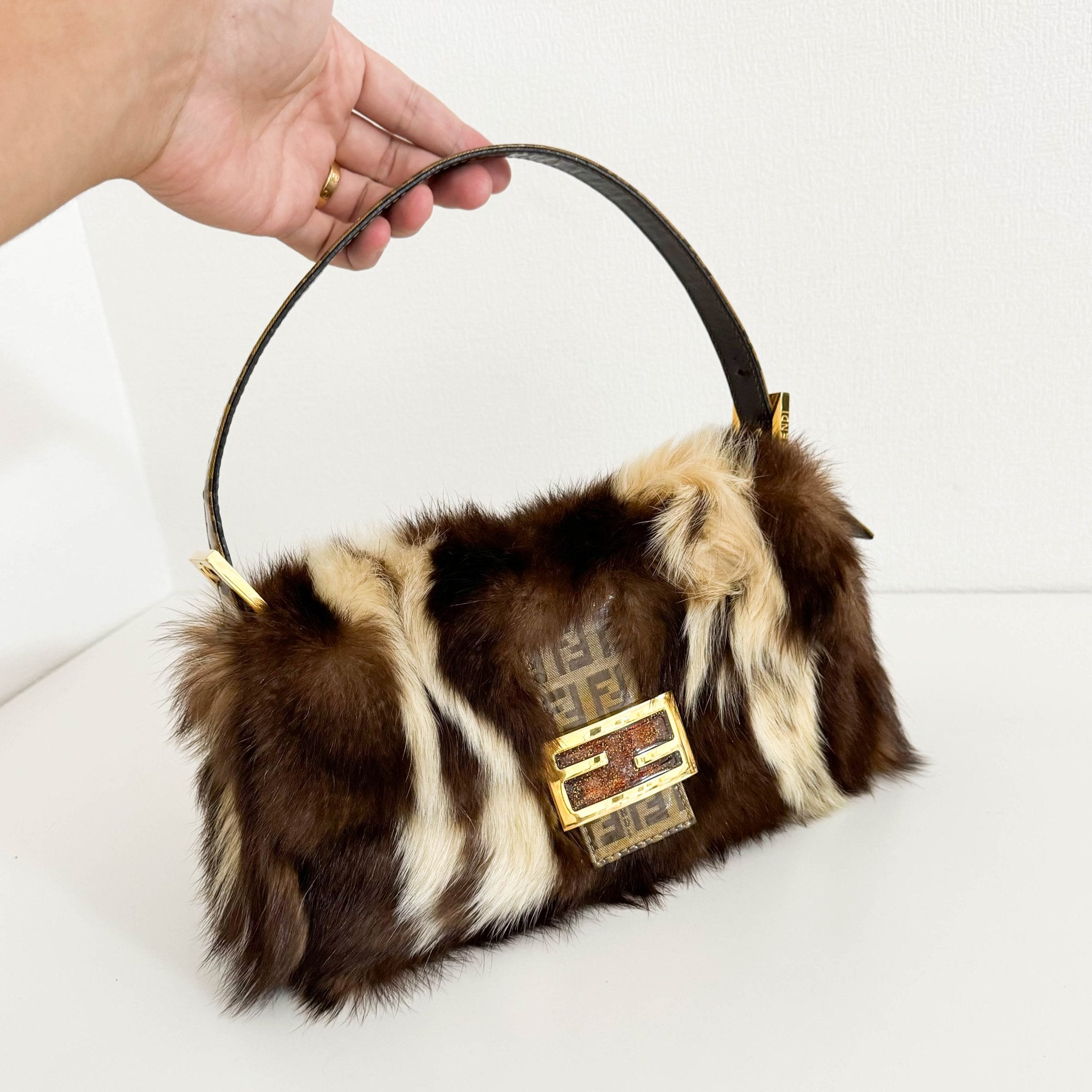 FENDI Baguette Brown/Beige Far Sparkly Hardware, in , Sold by HIVE PRELOVED - Shoulder Bags, ,