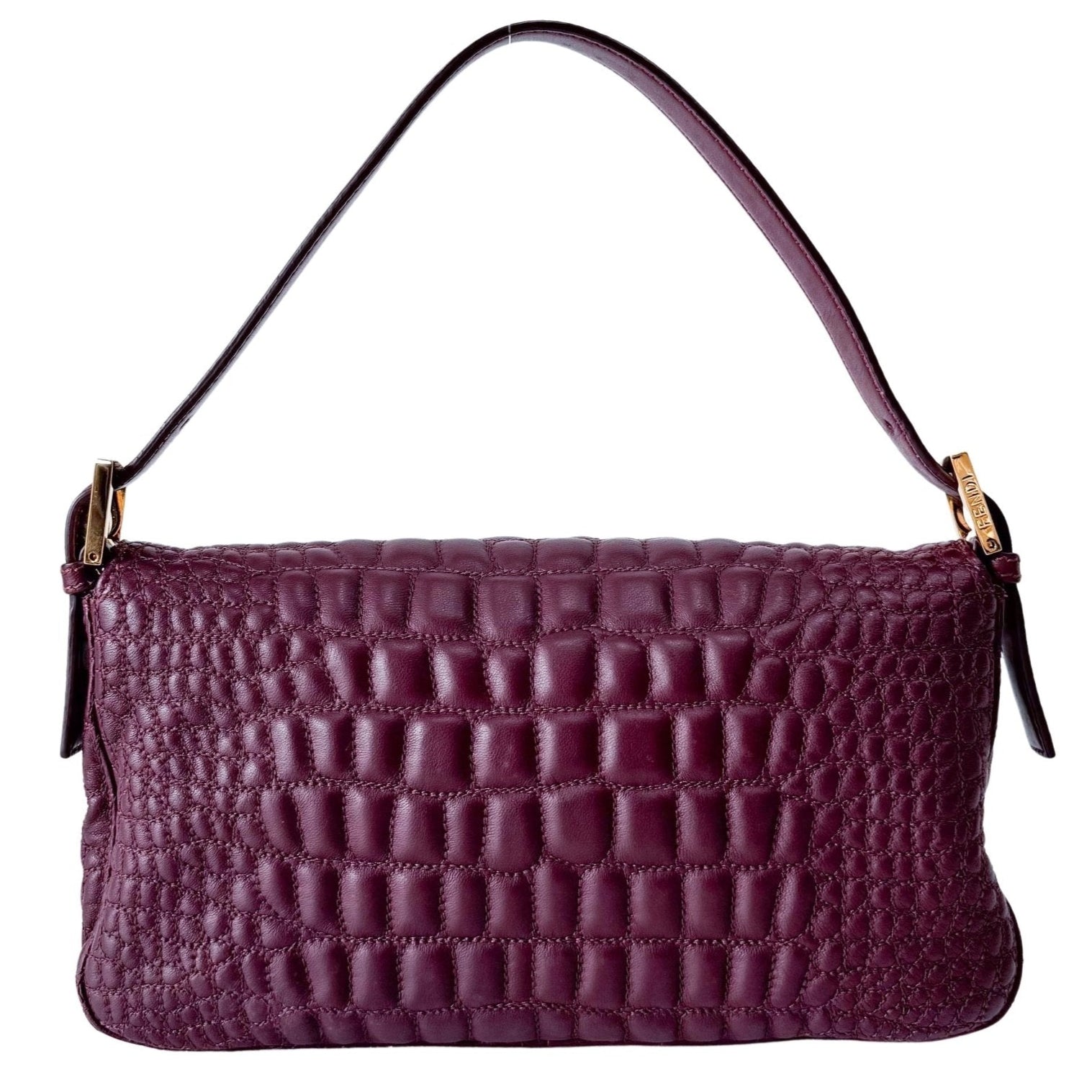 FENDI Baguette Burgundy Embossed Leather Shoulder Bag – HIVE