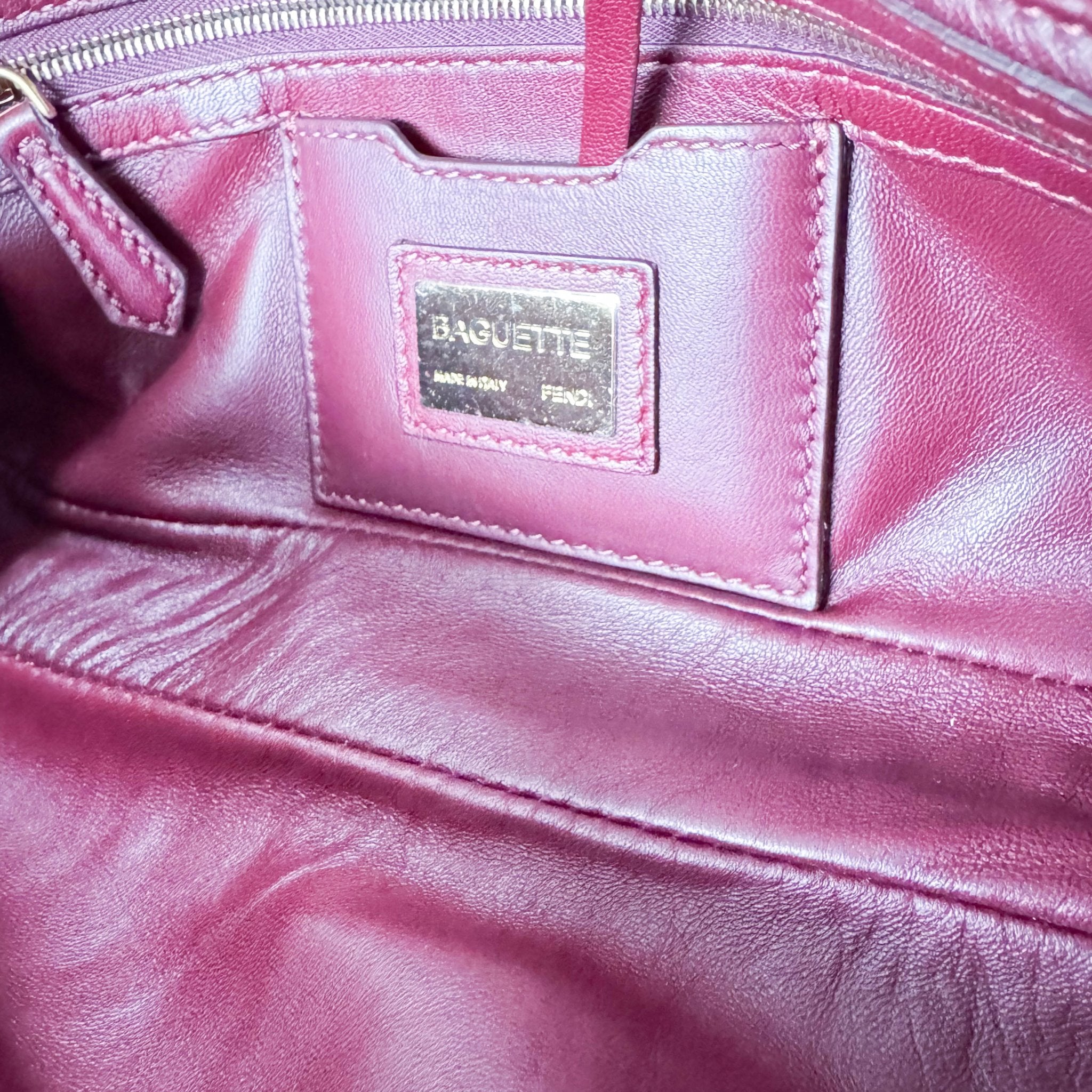 FENDI Baguette Burgundy Embossed Leather Shoulder Bag, in , Sold by HIVE PRELOVED - Shoulder Bags, ,