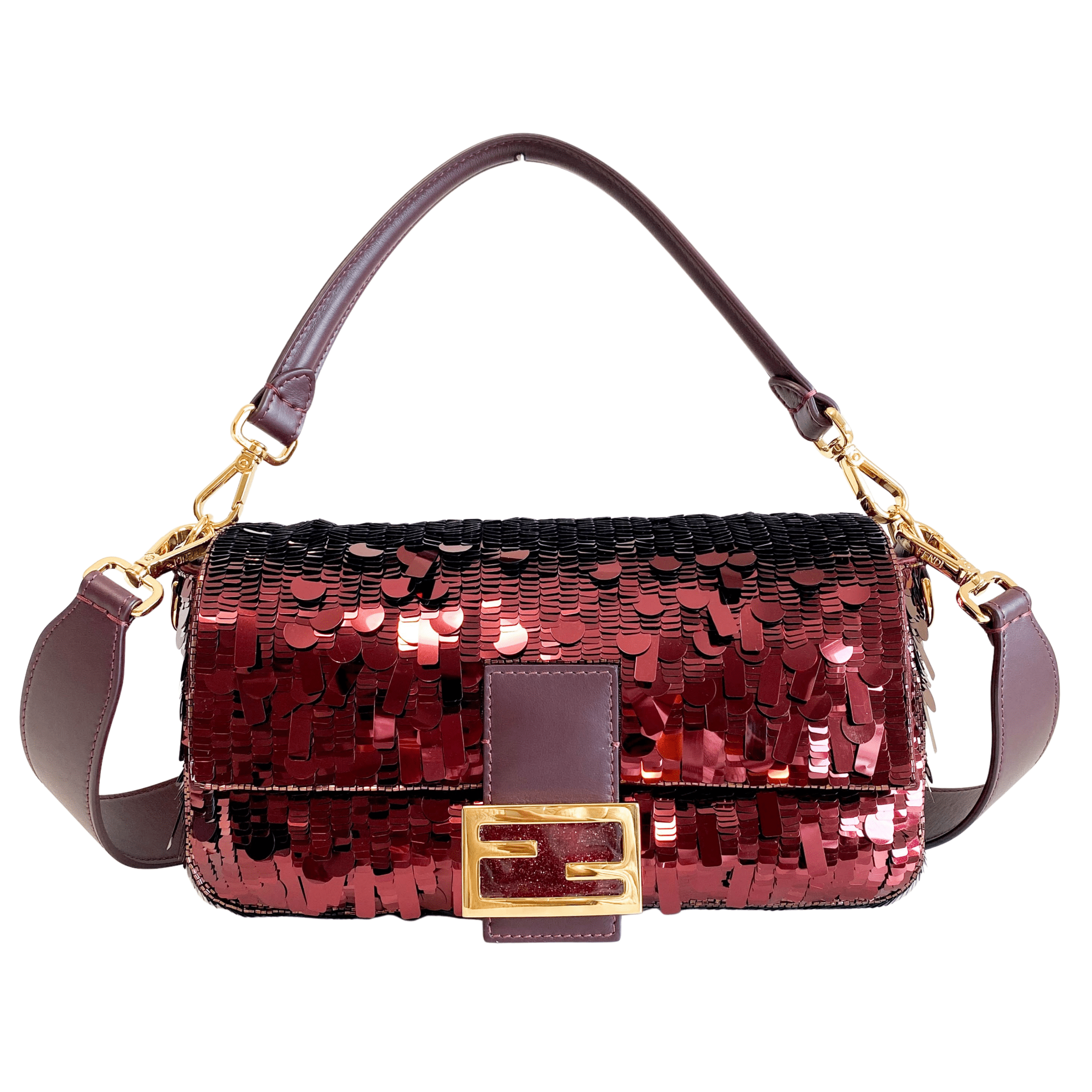 FENDI Baguette Burgundy Sequin Shoulder Bag, in , Sold by HIVE PRELOVED - Shoulder Bags, ,