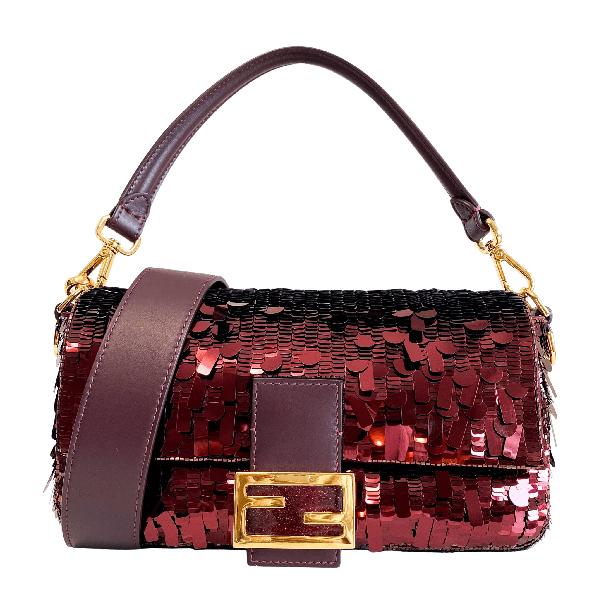 FENDI Baguette Burgundy Sequin Shoulder Bag, in , Sold by HIVE PRELOVED - Shoulder Bags, ,