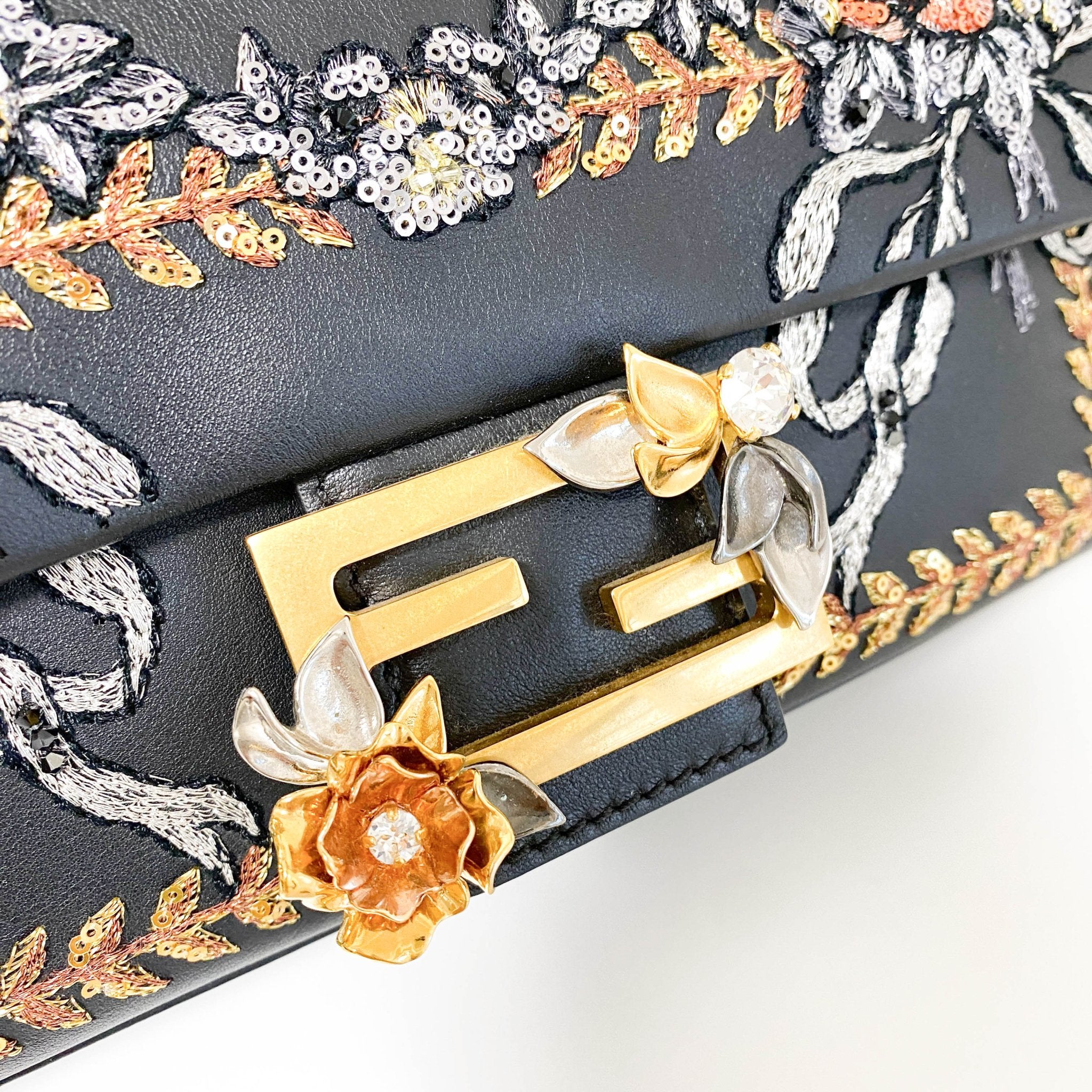 FENDI Baguette Calfskin Embroidered Black Shoulder Bag, in , Sold by HIVE PRELOVED - Shoulder Bags, ,